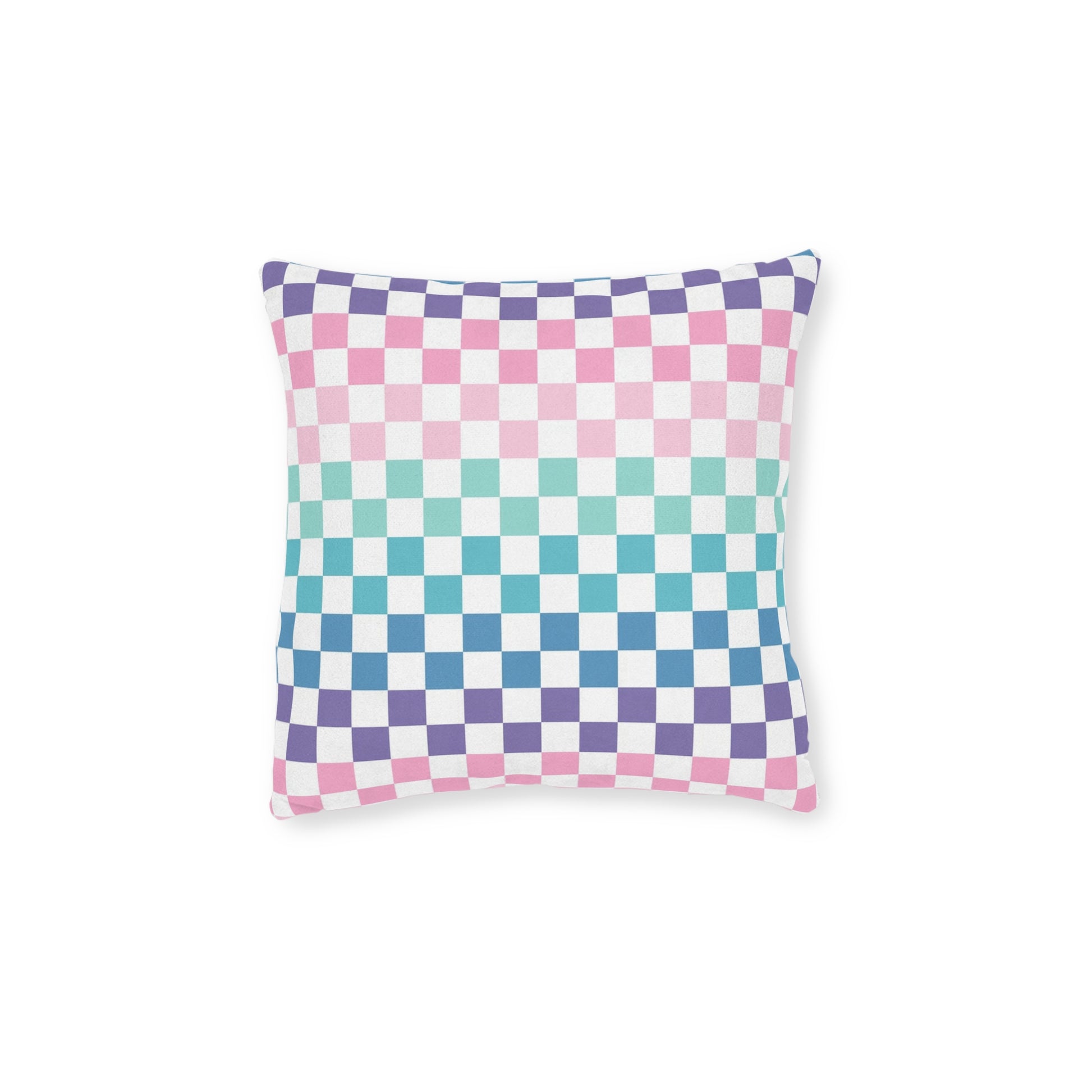 Vaporwave Rainbow  Checkerboard Multi-Color Square Pillow, Artsulli - Art is Long, Life is Short, Home Decor, Size, 12" × 12", , , , , 19667847445405262574