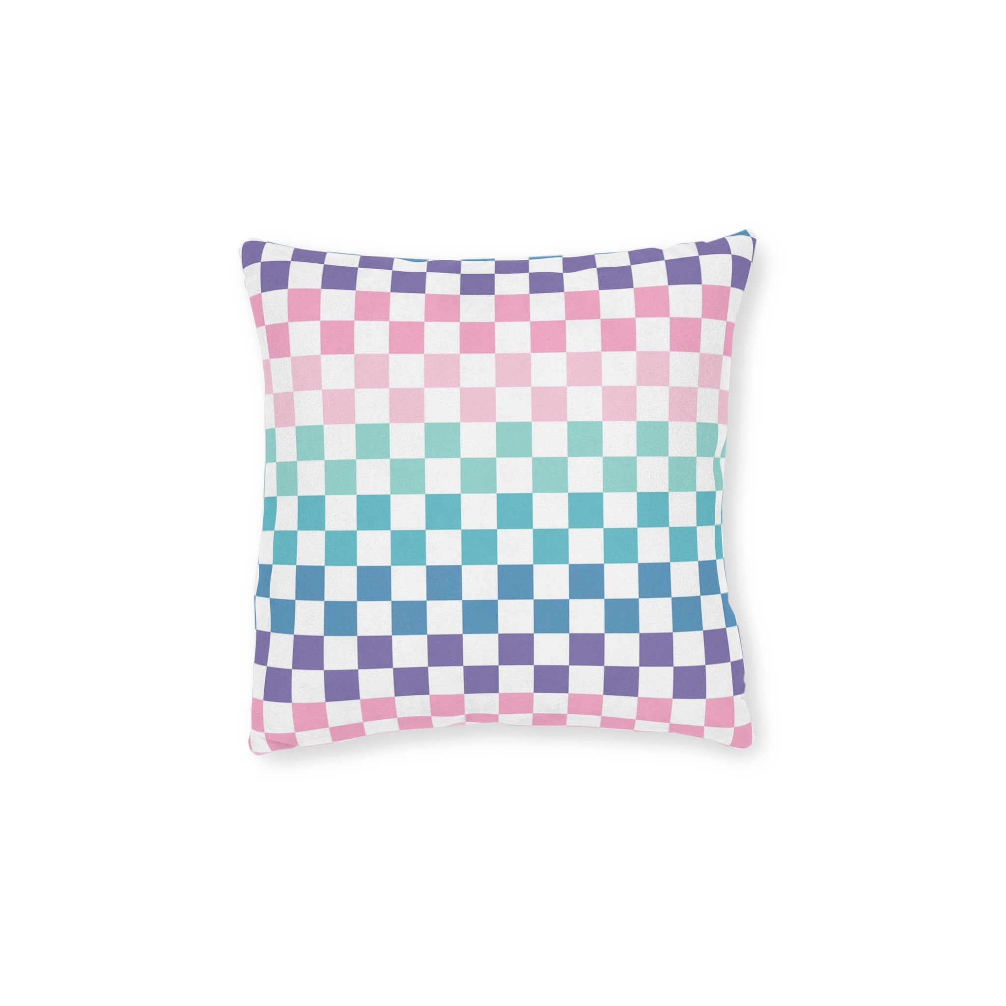 Vaporwave Rainbow  Checkerboard Multi-Color Square Pillow, Artsulli - Art is Long, Life is Short, Home Decor, Size, 12" × 12", , , , , 27873633052592679054