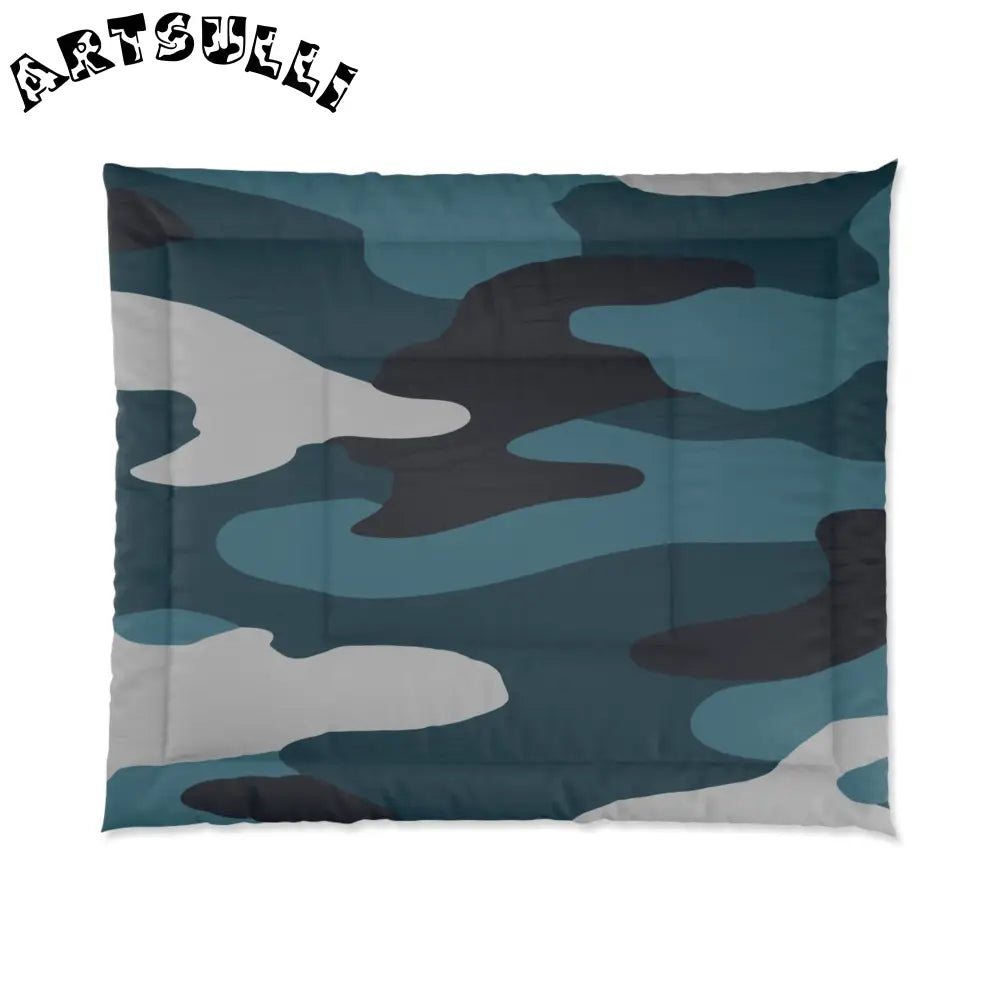 JAKKOUTTHEBXX Blue Camouflage Comforter JAKKOUTTHEBXX Artsulli - Art