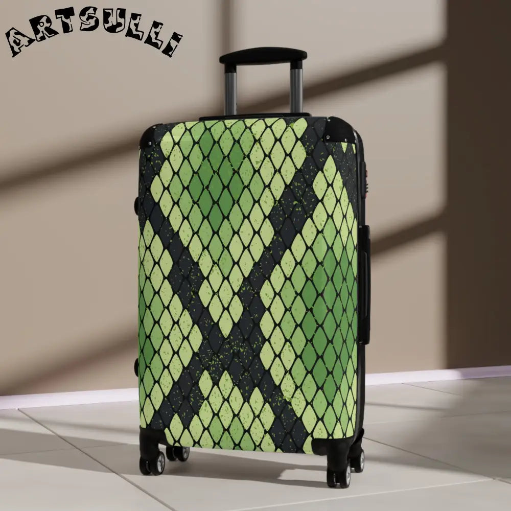 JAKKOUTTHEBXX Snake Skin Green and Black Suitcase JAKKOUTTHEBXX