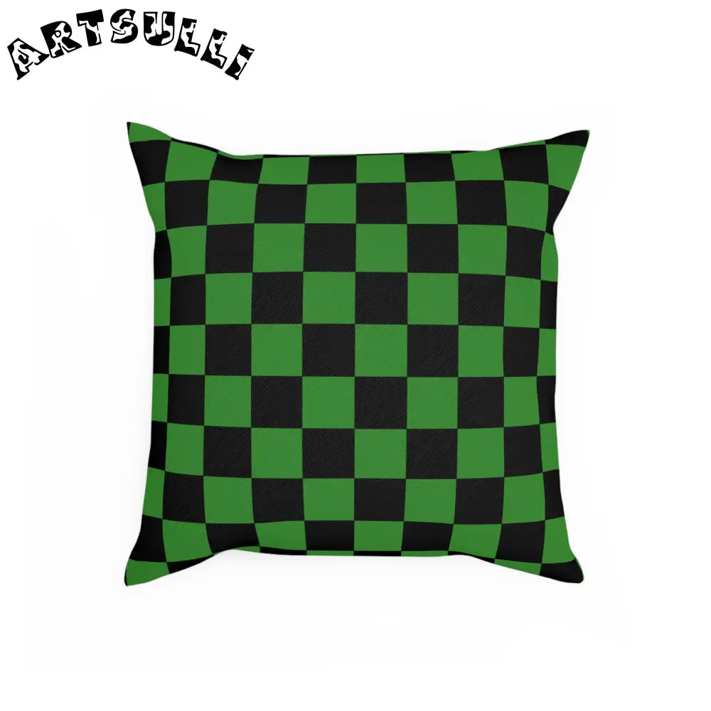 JAKKOUTTHEBXX Checkerboard Green and Black Cushion JAKKOUTTHEBXX