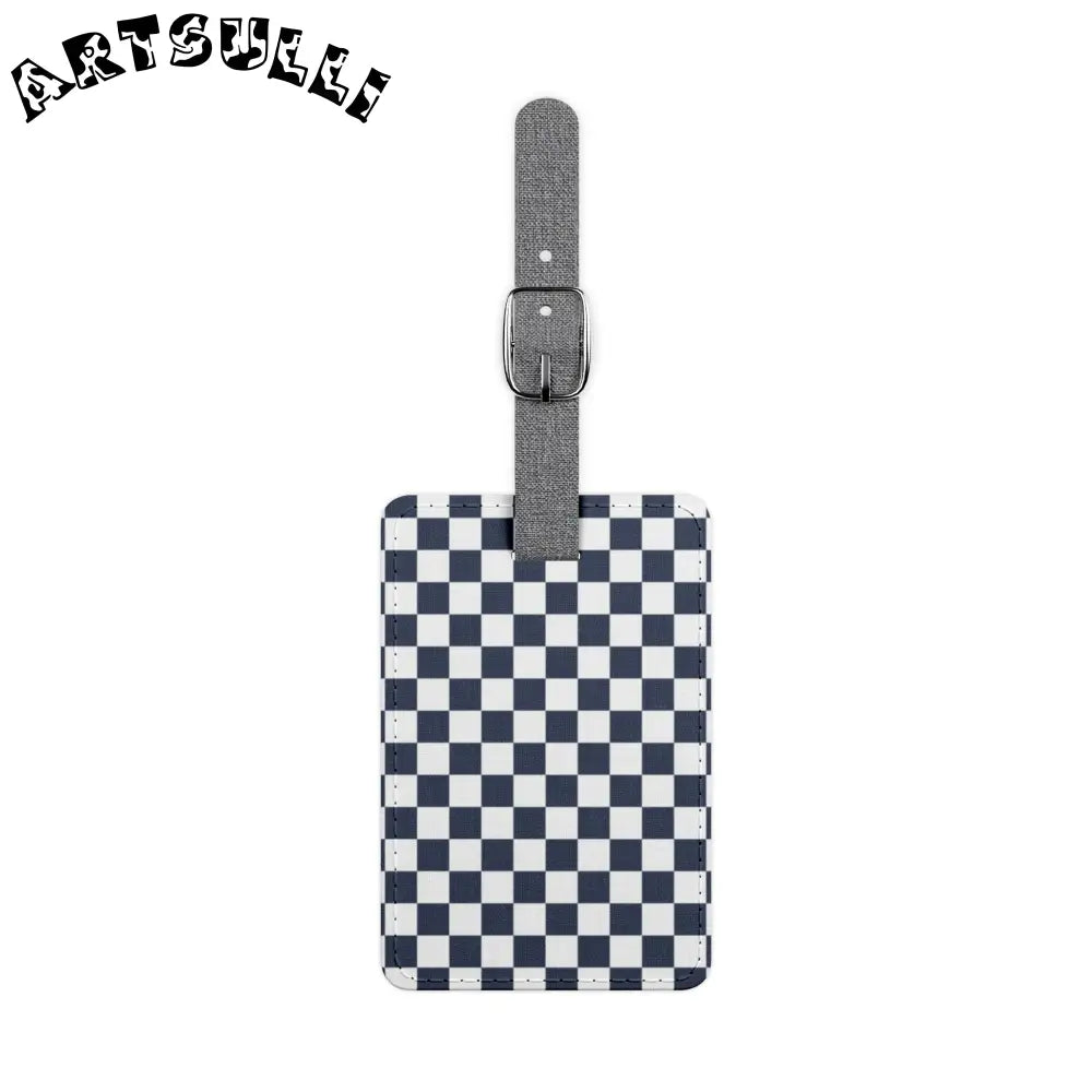 JAKKOUTTHEBXX Checkerboard White and Navy Blue Saffiano Polyester