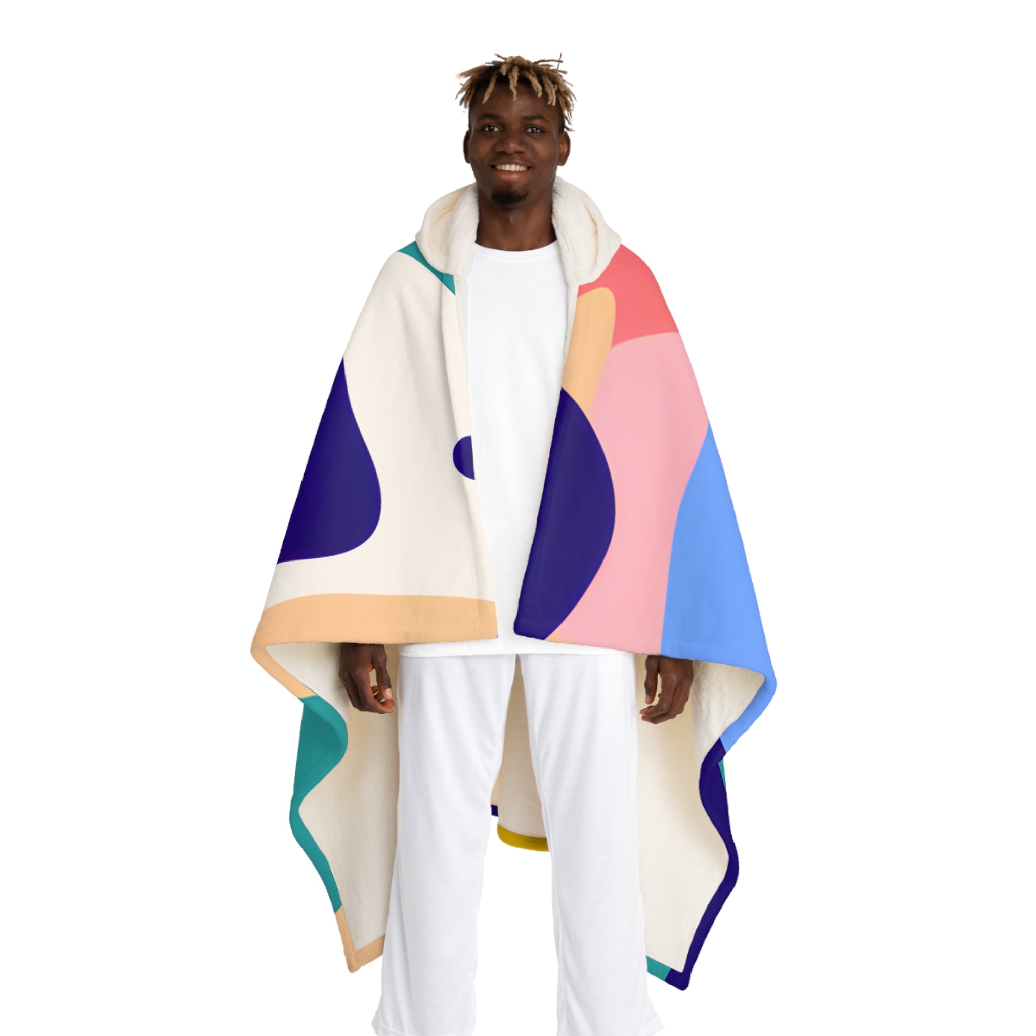 Lush Risograph Jungle Hooded Sherpa Fleece Blanket, Artsulli - Art is Long, Life is Short, All Over Prints, Size, One size, Color, Cream, , , 66227960722482
