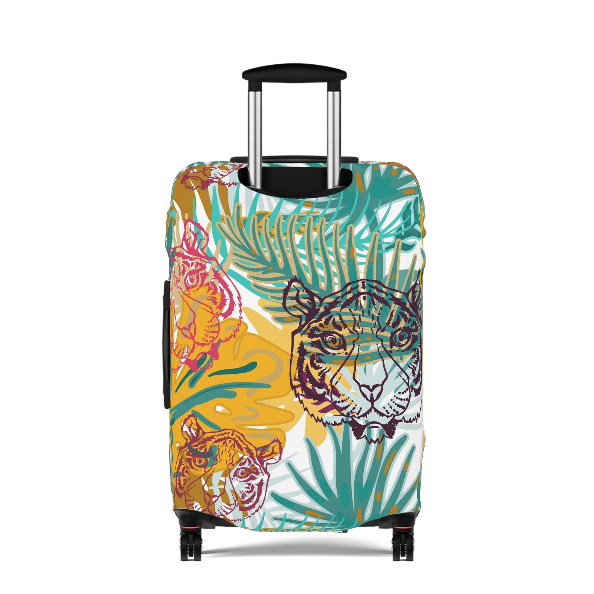Tropical Jungle Tigers Brown and Green Luggage Cover, Artsulli - Art is Long, Life is Short, Accessories, , , , , , , 