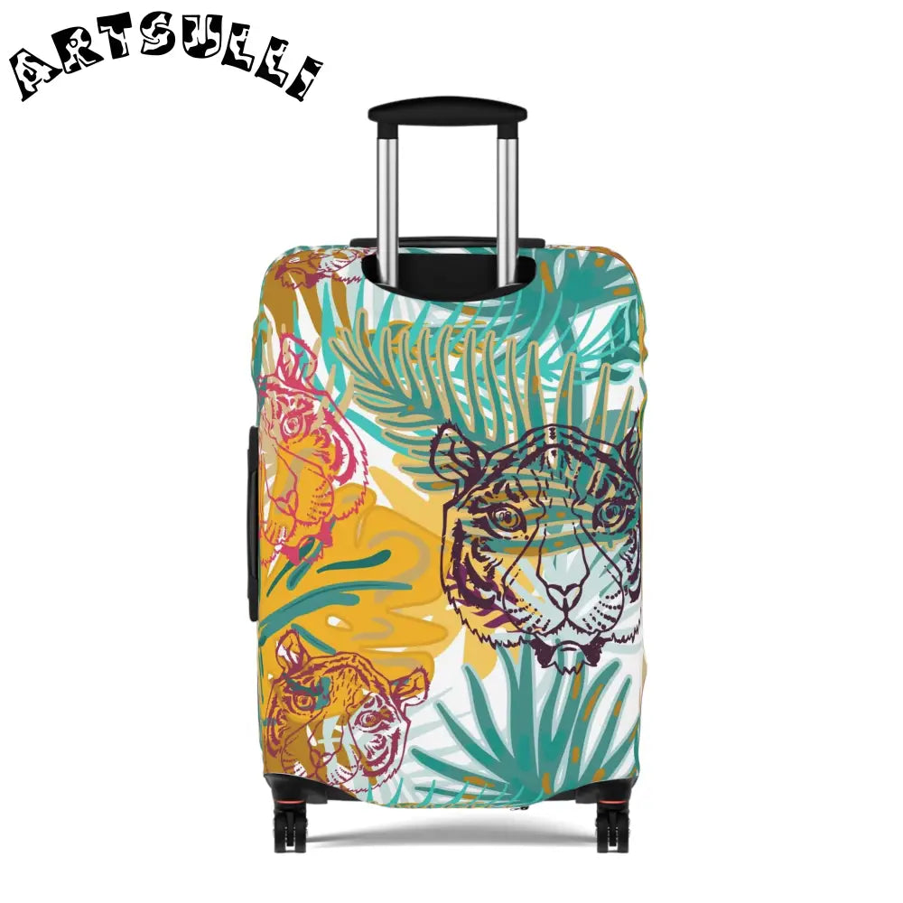 JAKKOUTTHEBXX Tropical Jungle Tigers Brown and Green Luggage Cover