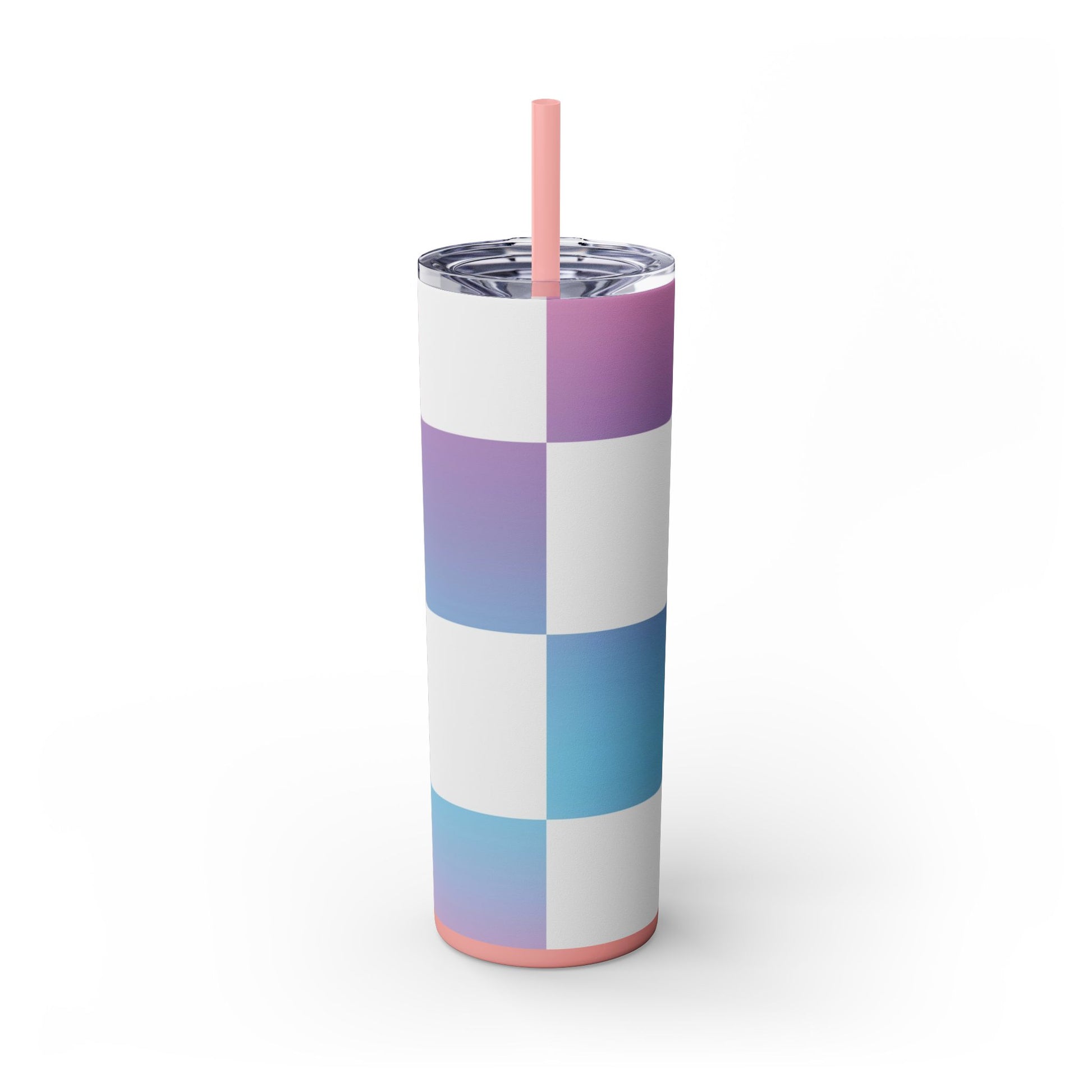 Vaporwave Check Skinny Tumbler with Straw, 20oz, Artsulli - Art is Long, Life is Short, Mug, , , , , , , 