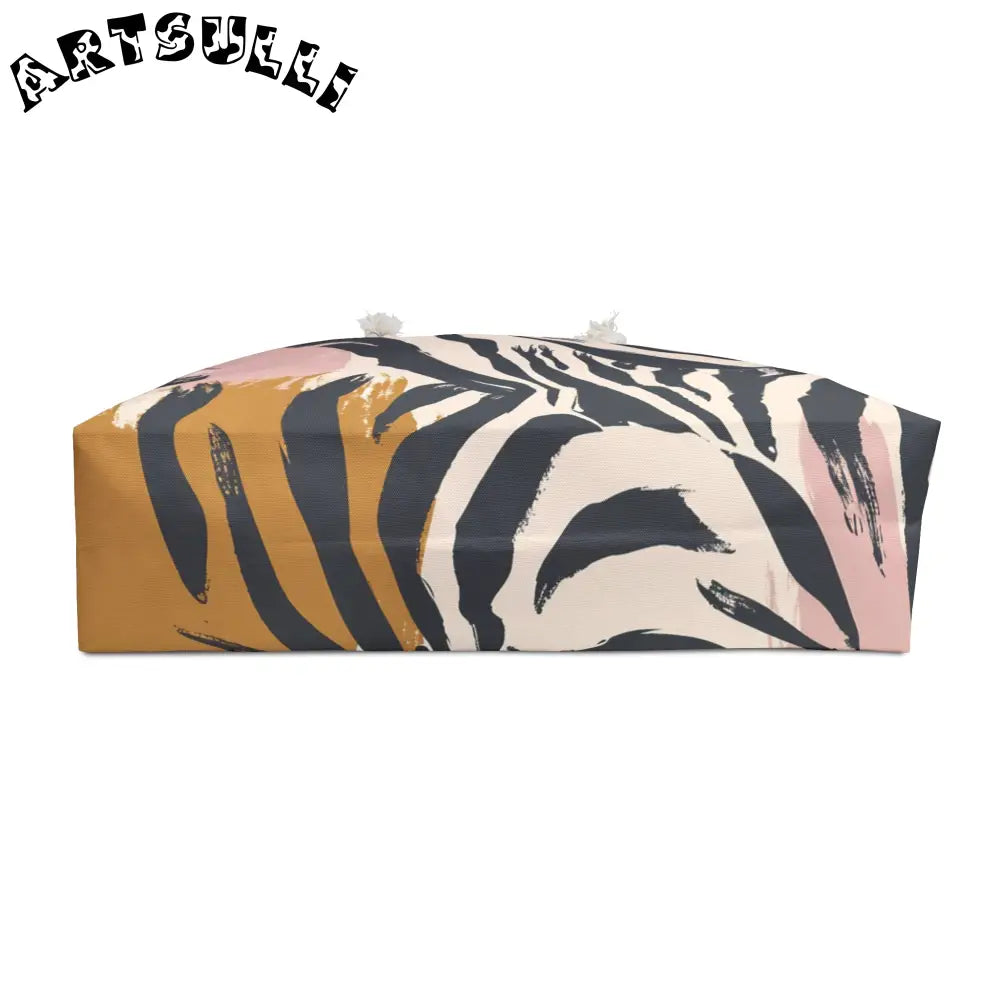 JAKKOUTTHEBXX Zebra Print Canvas Weekender Tote with Rope Handles