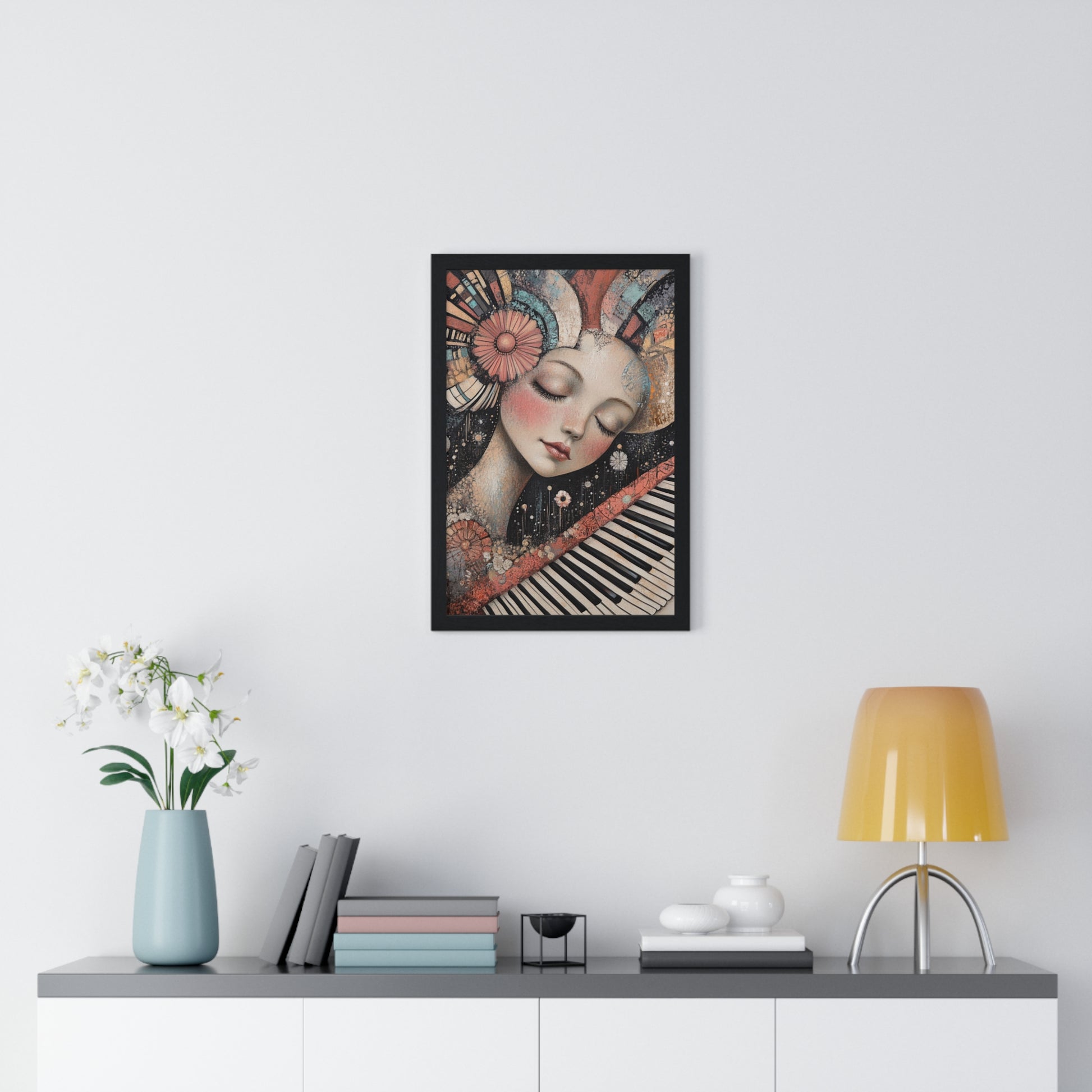 Queen Of Piano Dreams Vertical Framed Poster, Artsulli - Art is Long, Life is Short, Poster, , , , , , , 