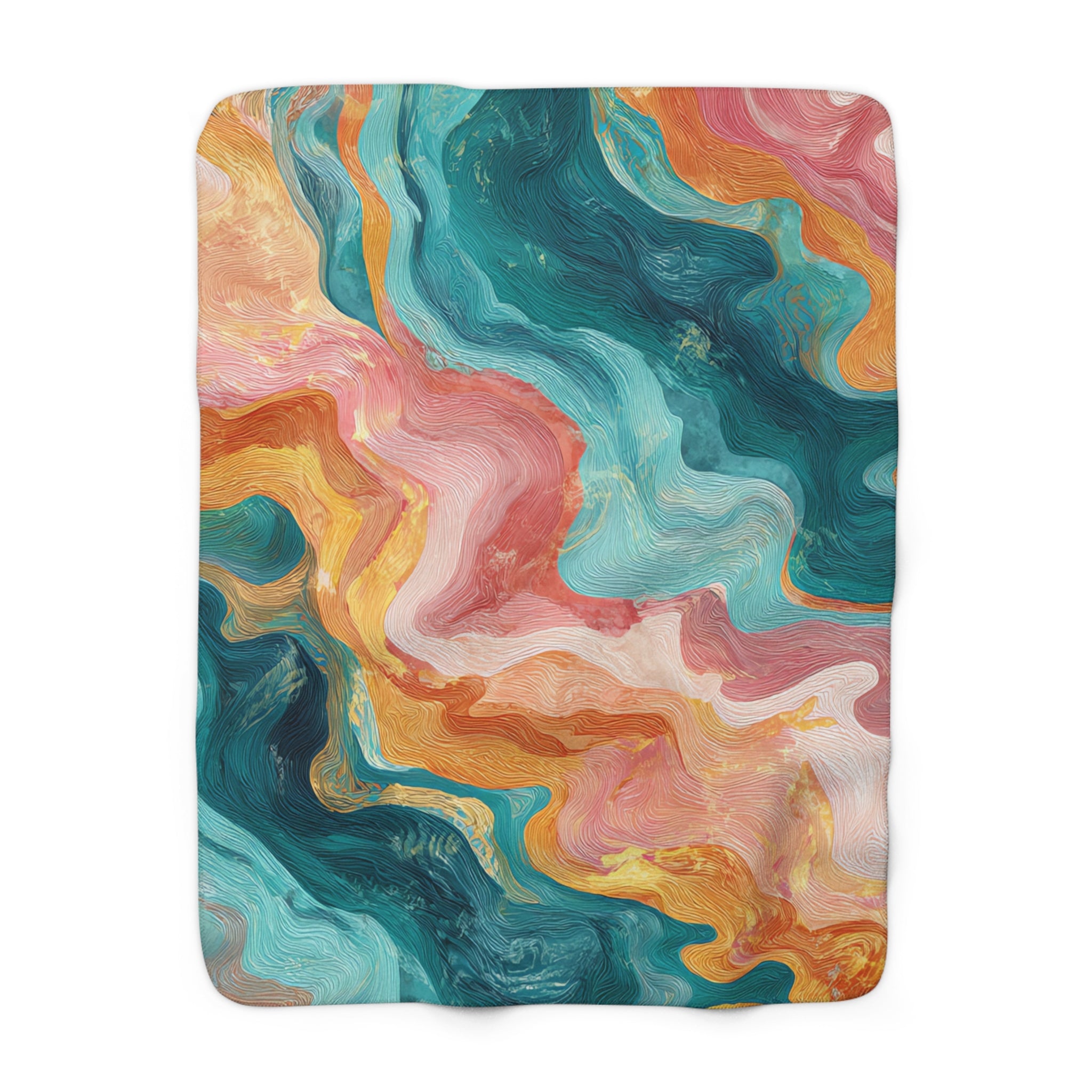 Liquid Marble Spill Sherpa Fleece Blanket, Artsulli - Art is Long, Life is Short, Home Decor, Size, 50" × 60", , , , , 24774986975949912109