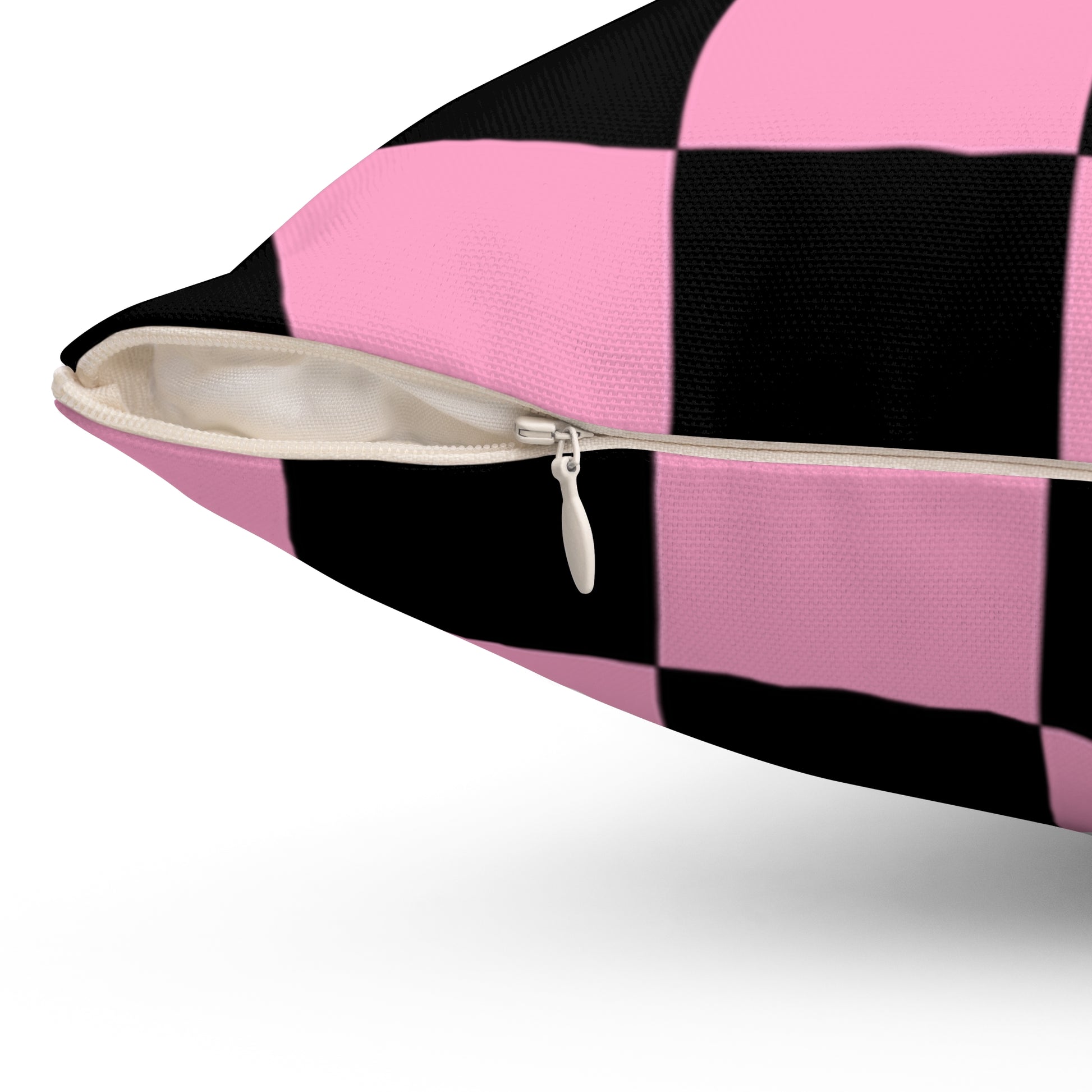 Checkerboard Black and Pink Spun Polyester Square Pillow, Artsulli - Art is Long, Life is Short, Home Decor, , , , , , , 