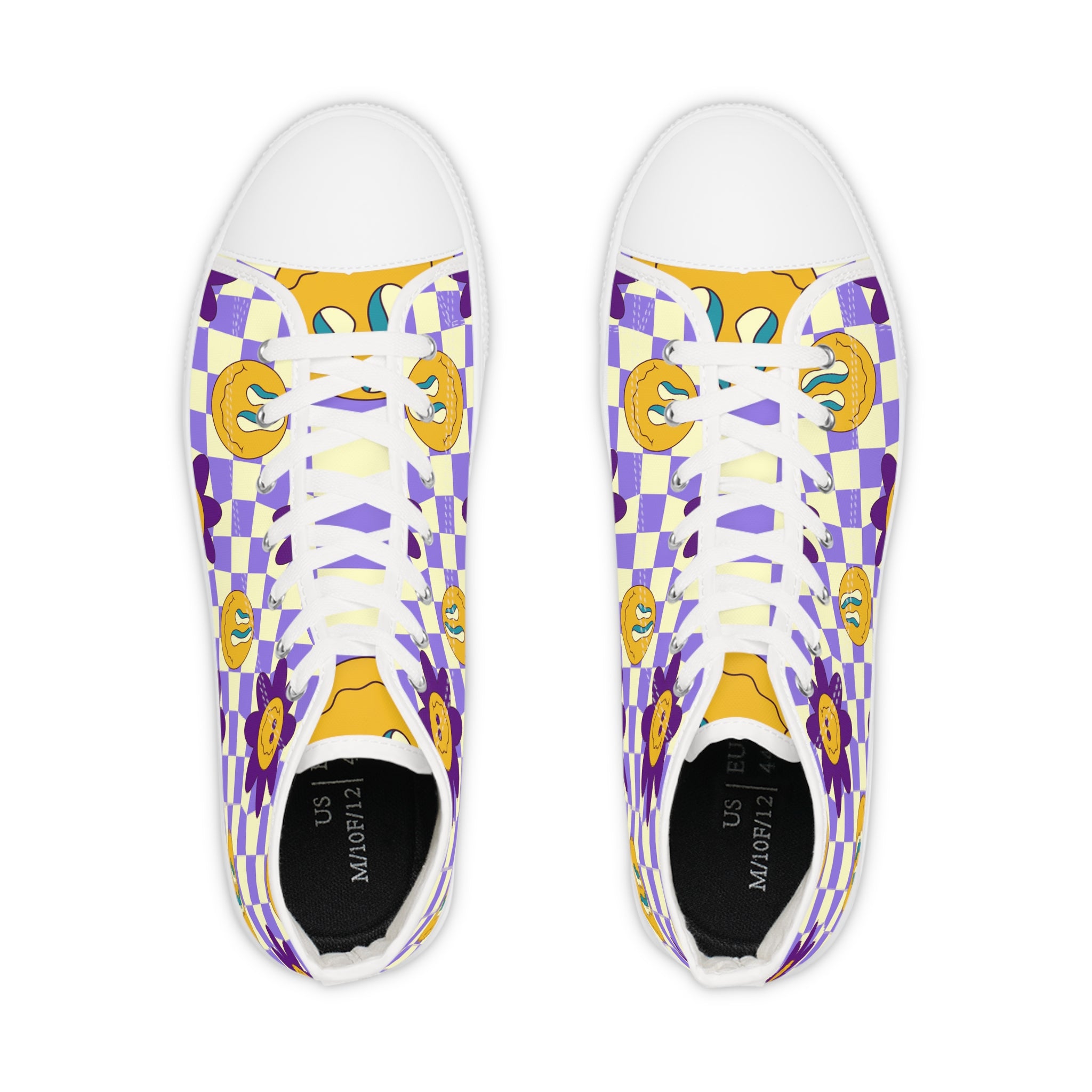 Trippy Flower Power Motifs II Men's High Top Sneakers, Artsulli - Art is Long, Life is Short, Shoes, , , , , , , 
