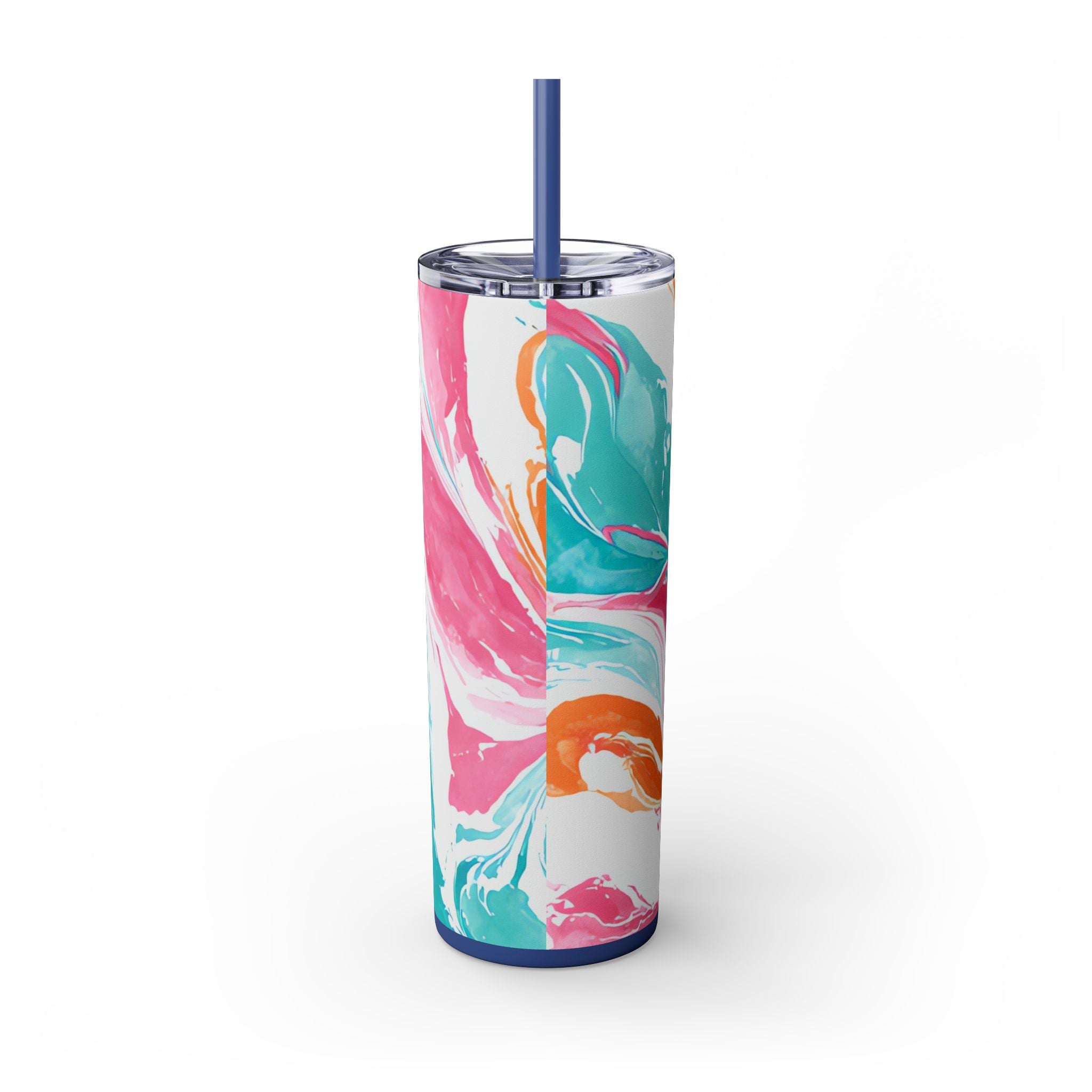 Liquid Pastel Spill Multi-Color Skinny Tumbler with Straw, 20oz, Artsulli - Art is Long, Life is Short, Mug, , , , , , , 