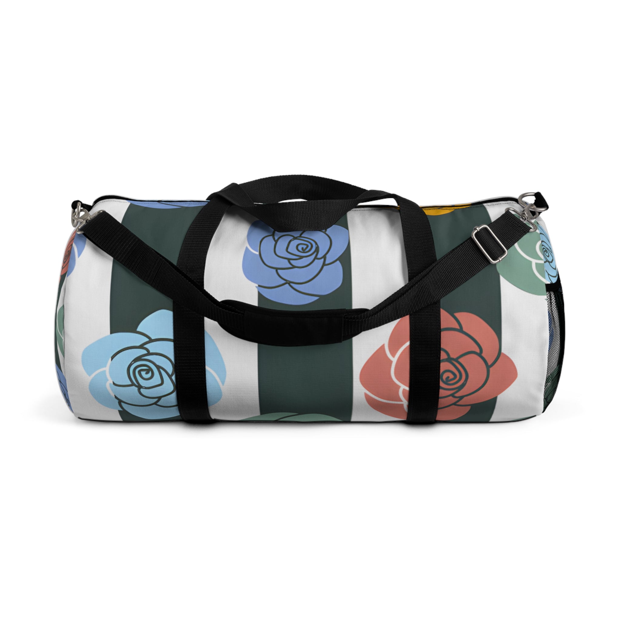 Stripes x Roses Black and White Duffel Bag, Artsulli - Art is Long, Life is Short, Bags, Size, Large, , , , , 11630813357220