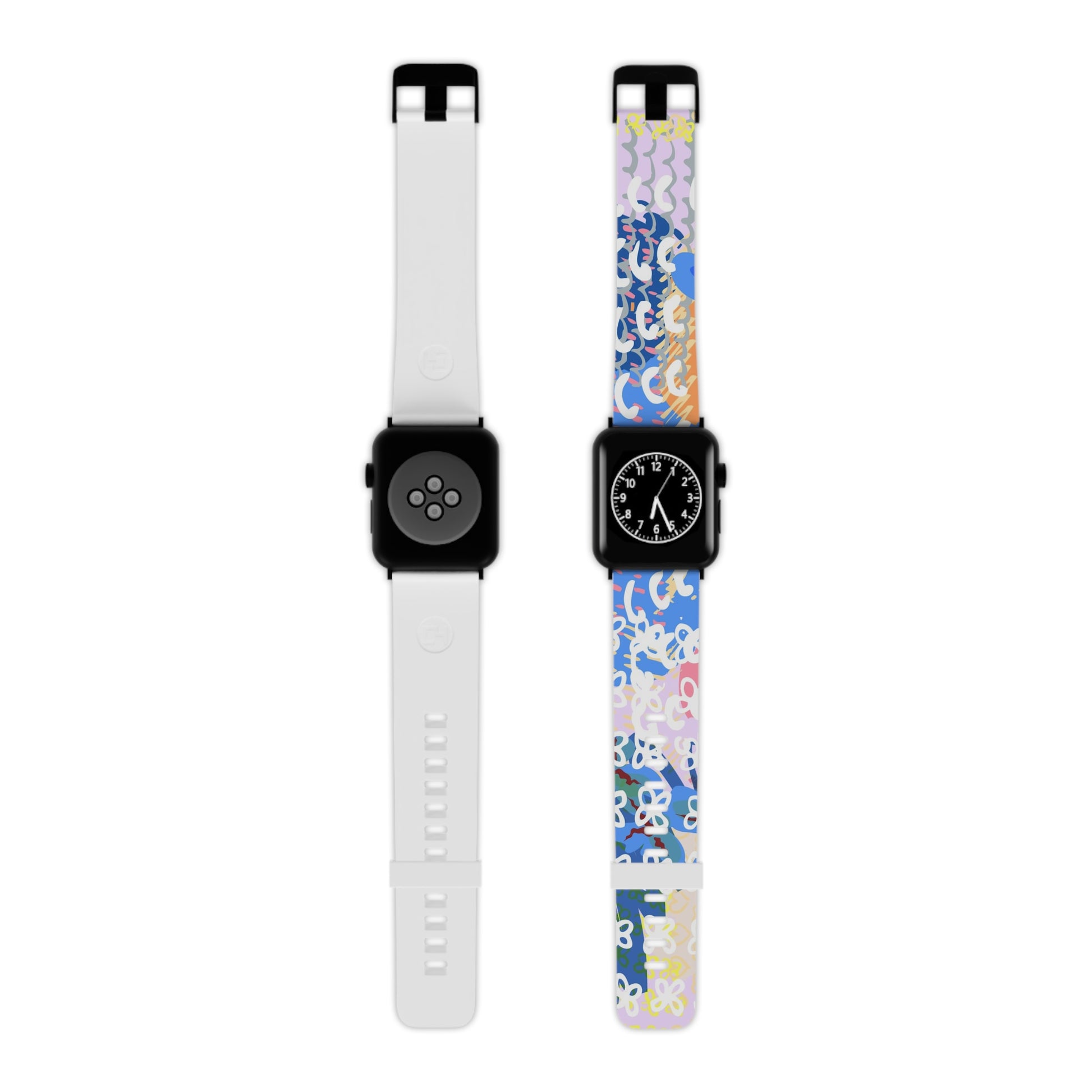 Flowers x Doodles x Hearts Multi-Color Watch Band for Apple Watch, Artsulli - Art is Long, Life is Short, Accessories, Size, 8'' × 0.75'' / 38 - 40 mm, Color, Black, , , 83445013753882392182