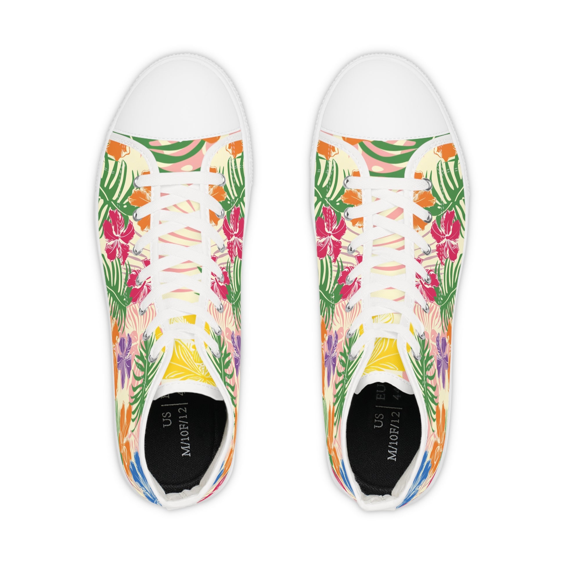 Blooming Tropical Flowers Men's High Top Sneakers, Artsulli - Art is Long, Life is Short, Shoes, , , , , , , 