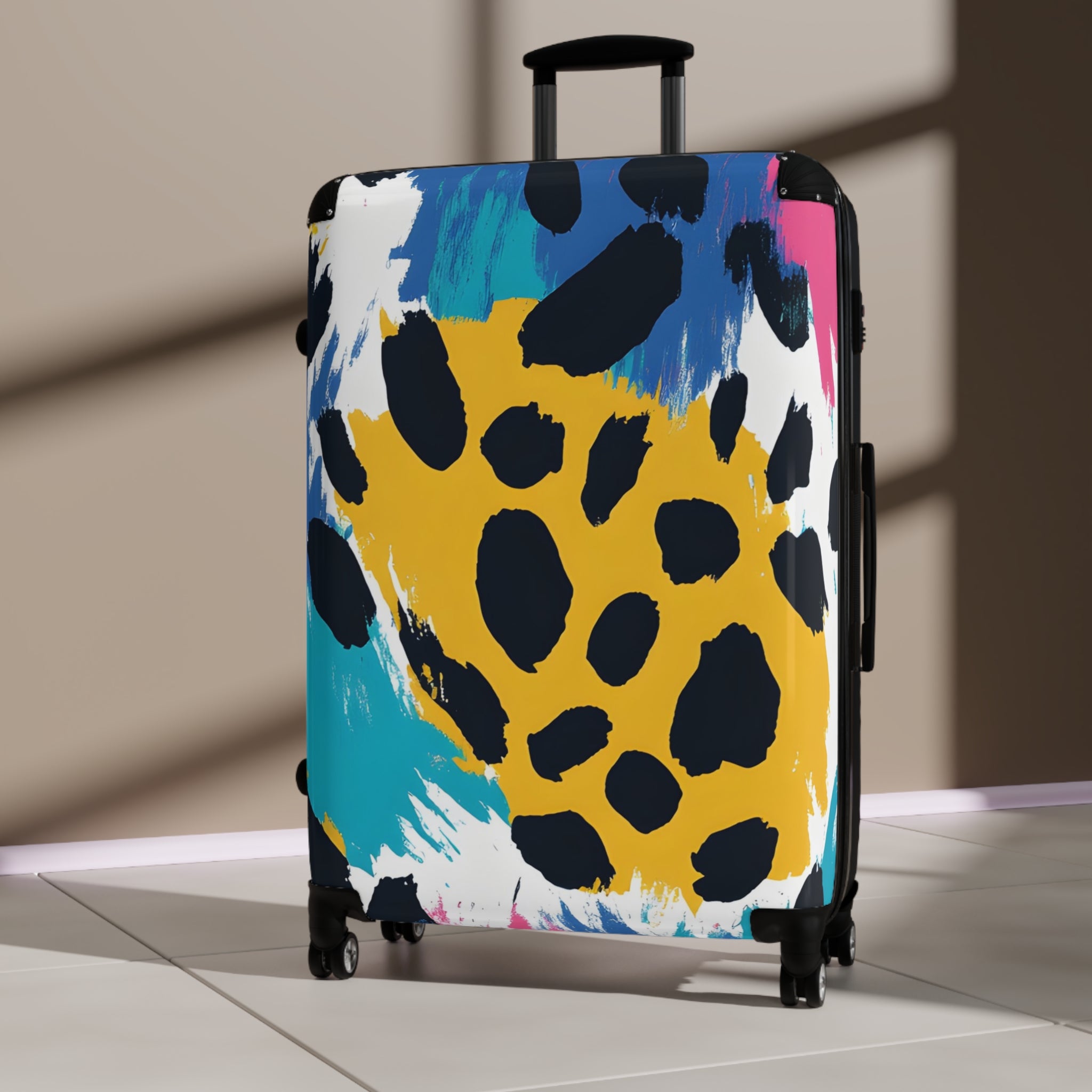 Leopard Print x Paint Brush Strokes Multi-Color Suitcase, Artsulli - Art is Long, Life is Short, Bags, , , , , , , 