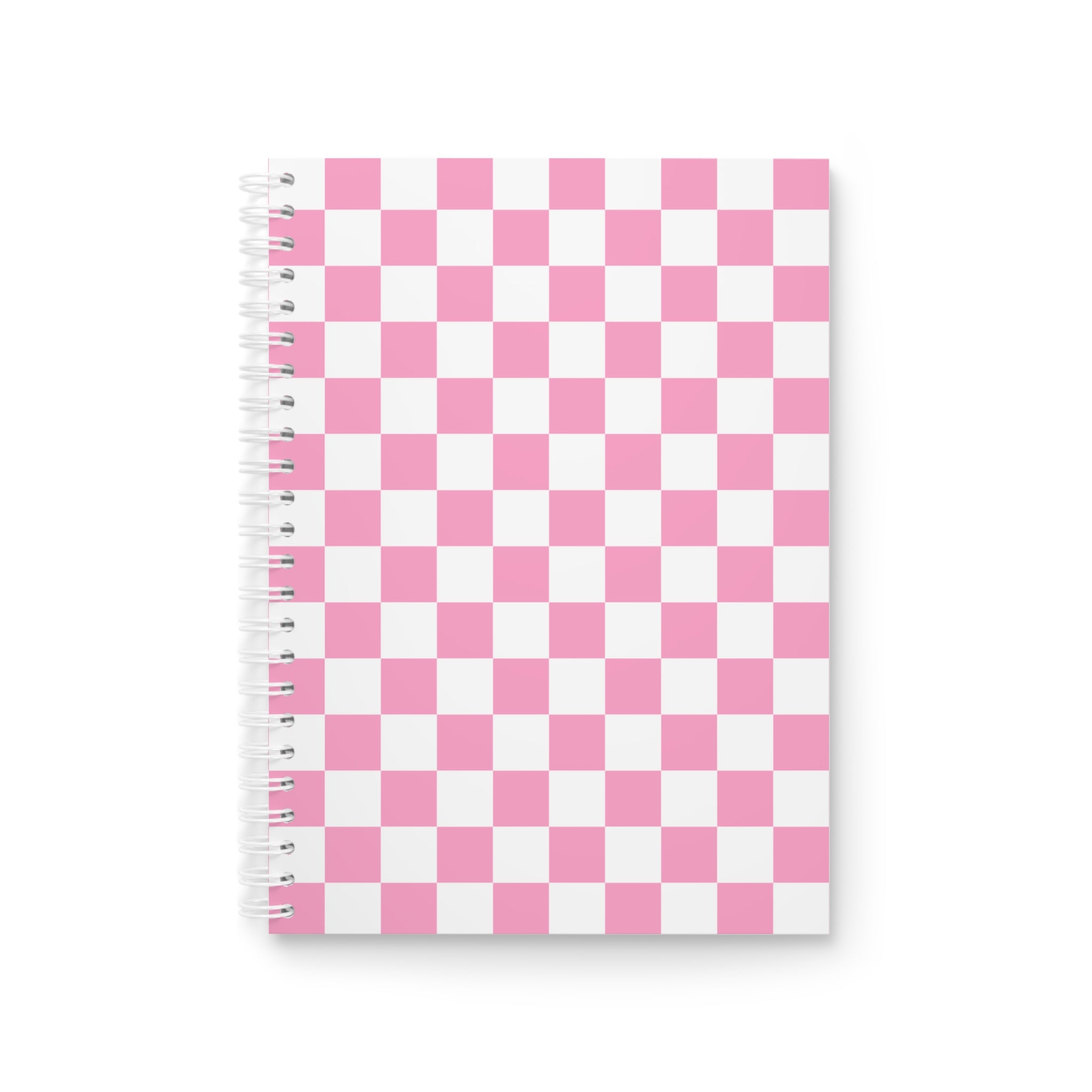 Checkerboard Hot Pink and White Spiral Notebook, Artsulli - Art is Long, Life is Short, Paper products, Size, One Size, , , , , 77452358940594946626