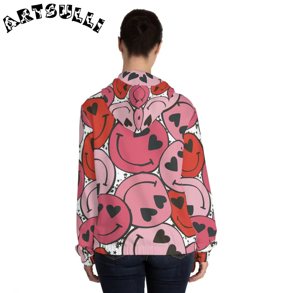 JAKKOUTTHEBXX Smiley Face x Heart Eyes Pink and Red Women’s Full-Zip