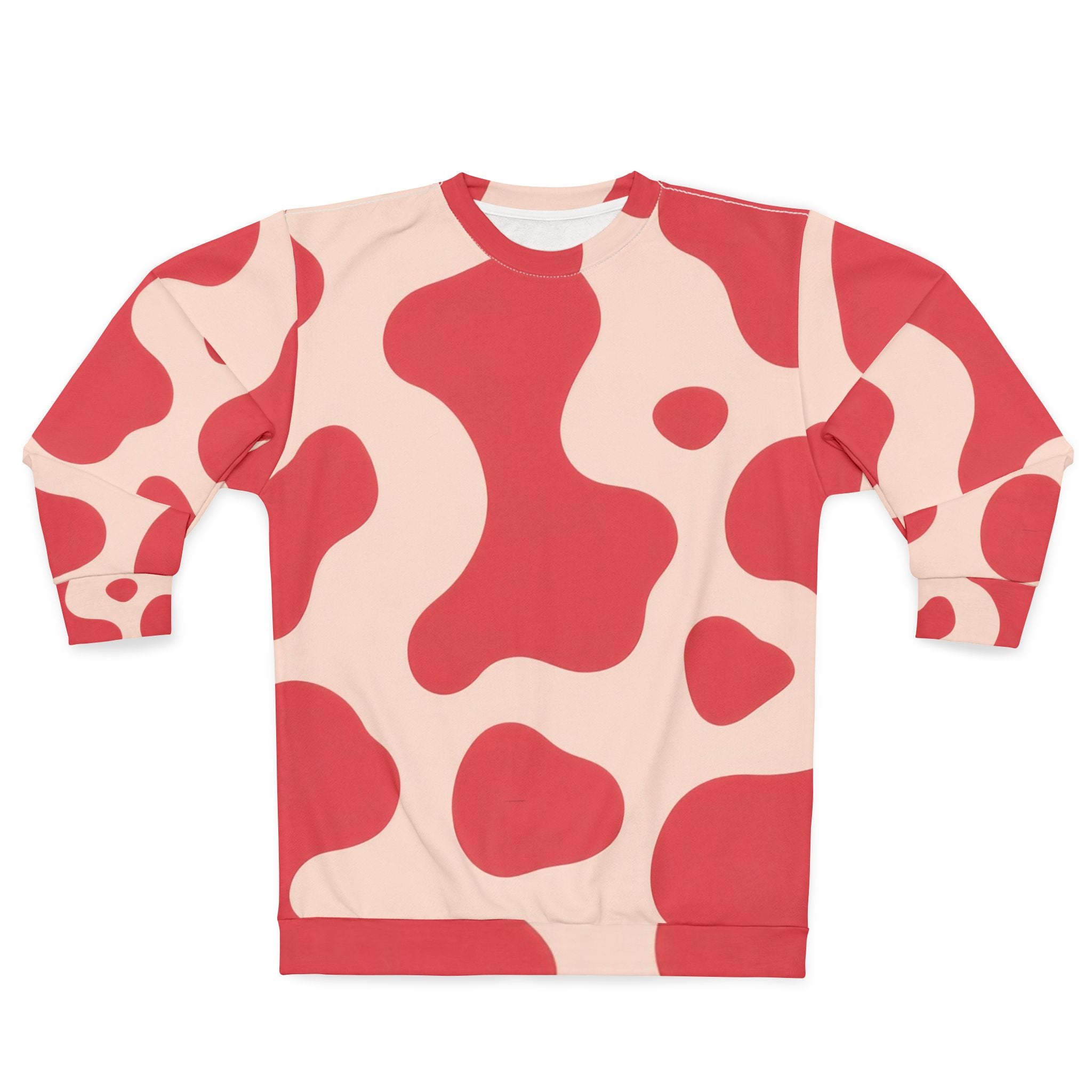 Red Jungle Cow Unisex Sweatshirt (AOP), Artsulli - Art is Long, Life is Short, All Over Prints, Size, XS, , , , , 17448601755034688456