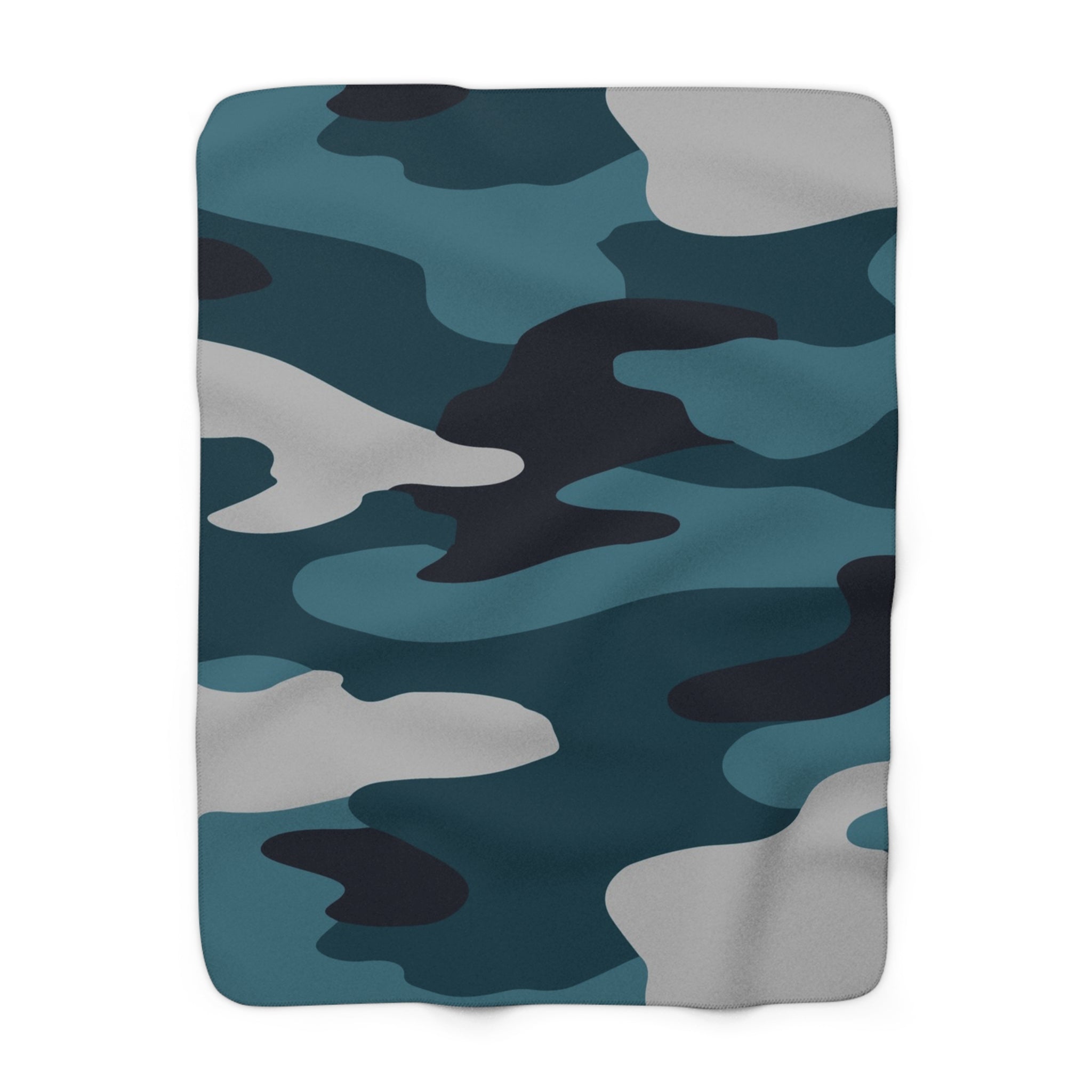 Blue Camouflage Sherpa Fleece Blanket, Artsulli - Art is Long, Life is Short, Home Decor, Size, 50" × 60", , , , , 11810535062945