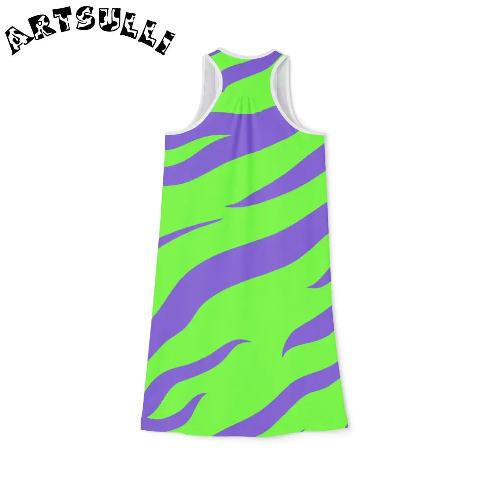 JAKKOUTTHEBXX Tyrannosaurus Print Green and Purple Women’s Racerback