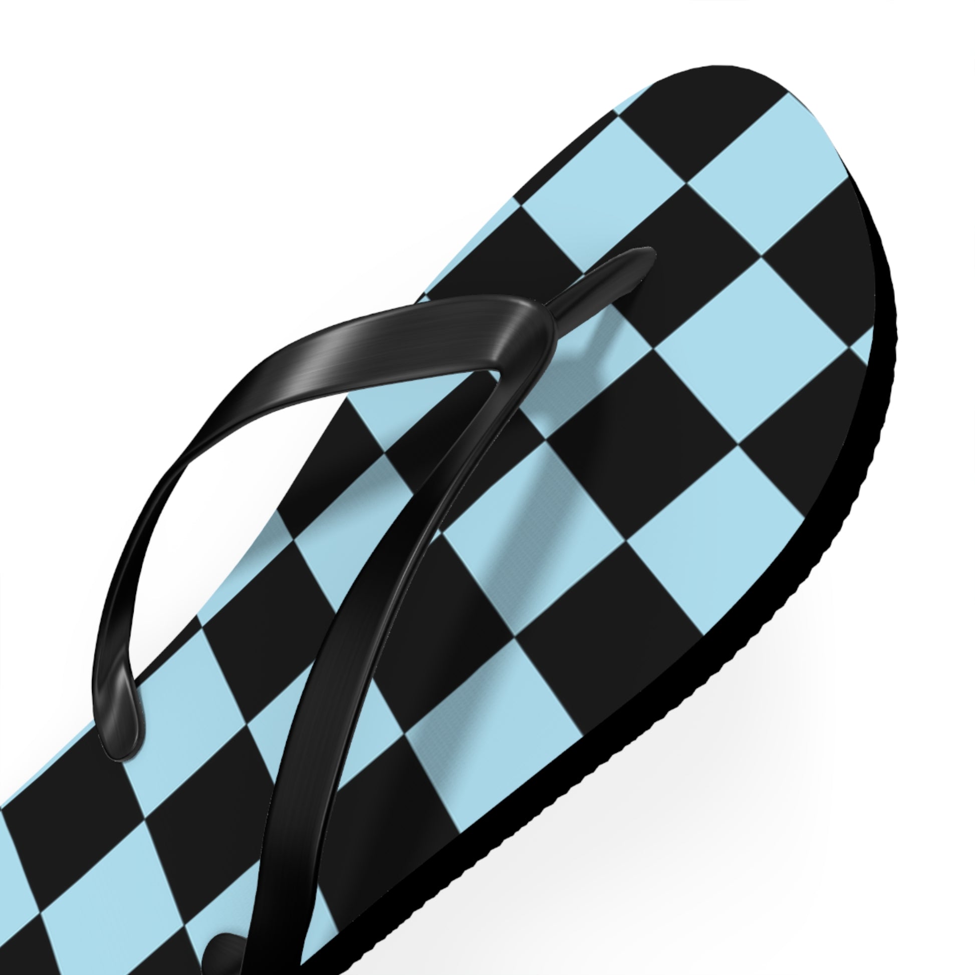 Checkerboard Black and Blue Flip Flops, Artsulli - Art is Long, Life is Short, Shoes, , , , , , , 