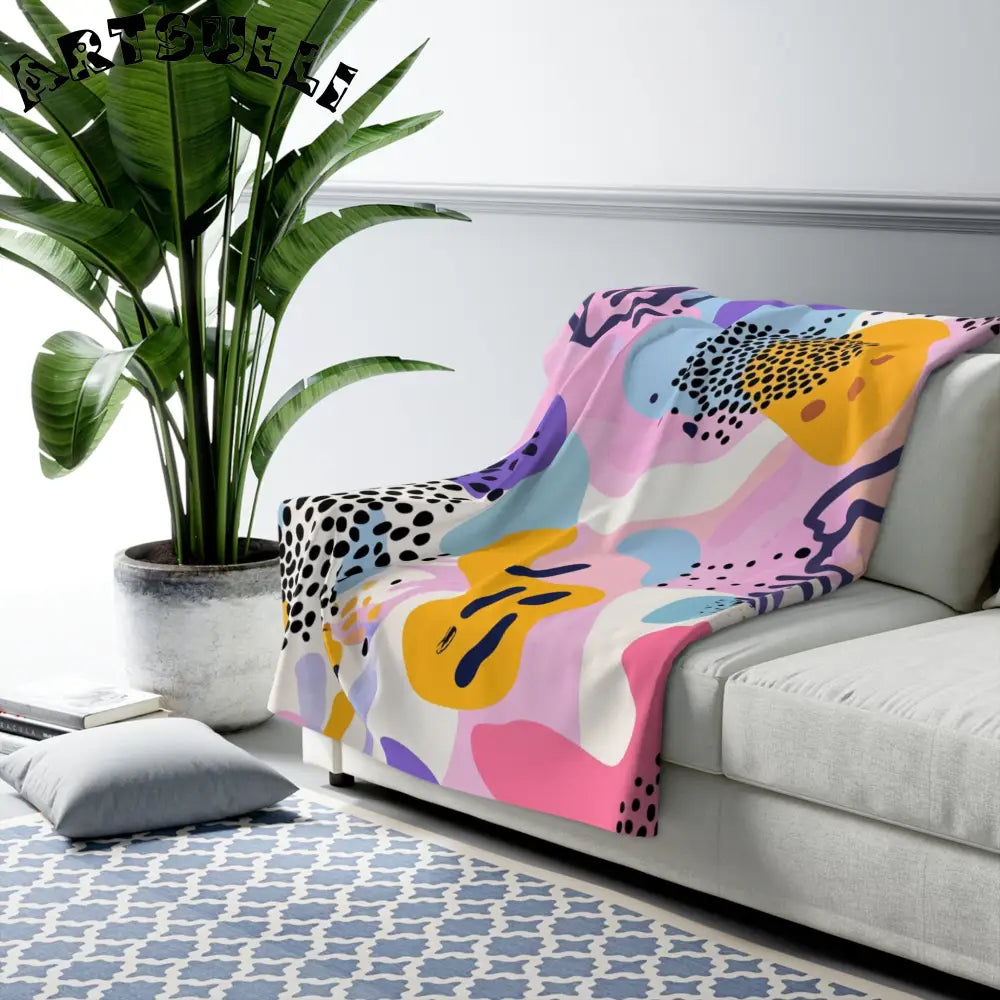 JAKKOUTTHEBXX Colorful Abstract Dots and Shapes II Sherpa Fleece