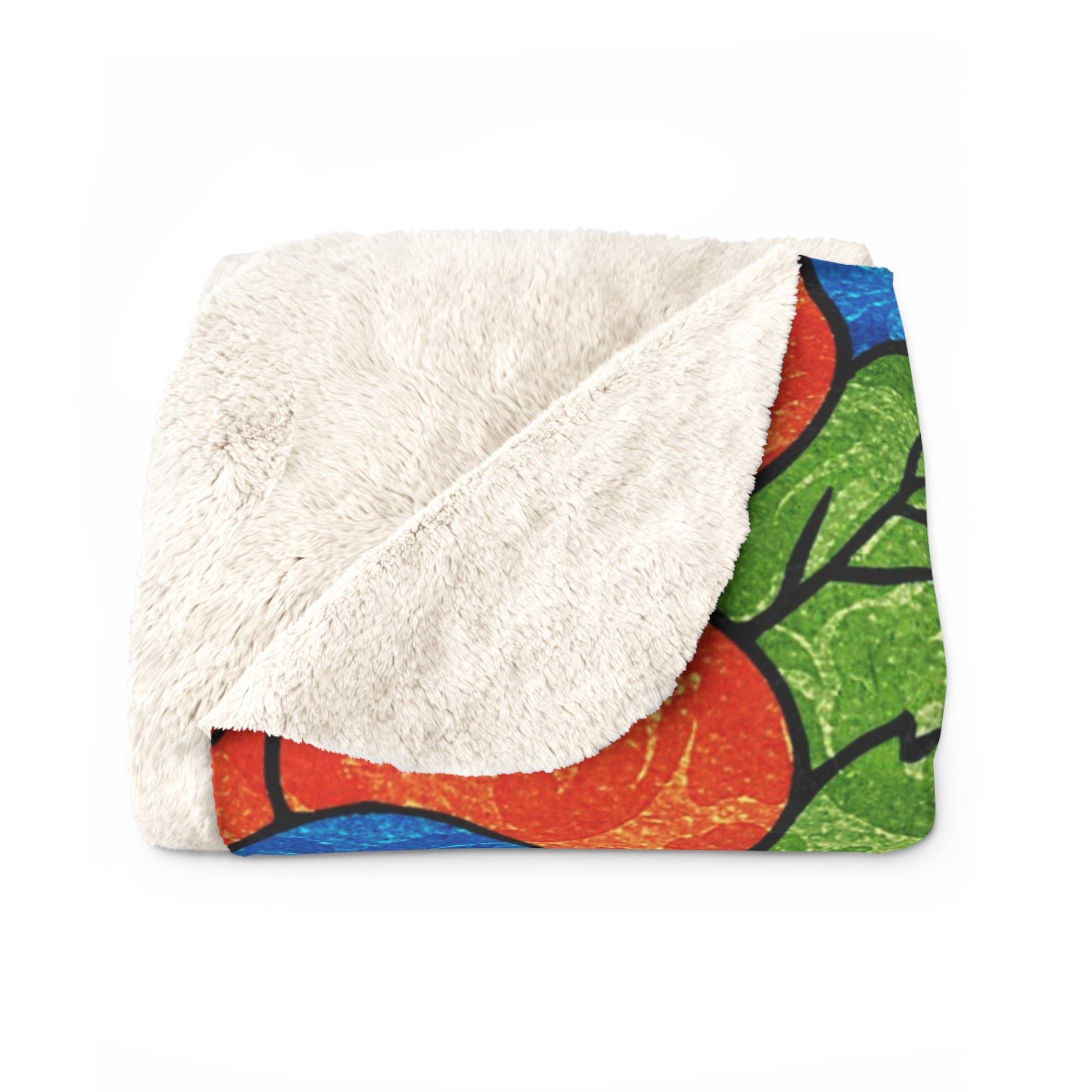Blue Orange Groovy Sherpa Fleece Blanket, Artsulli - Art is Long, Life is Short, Home Decor, , , , , , , 