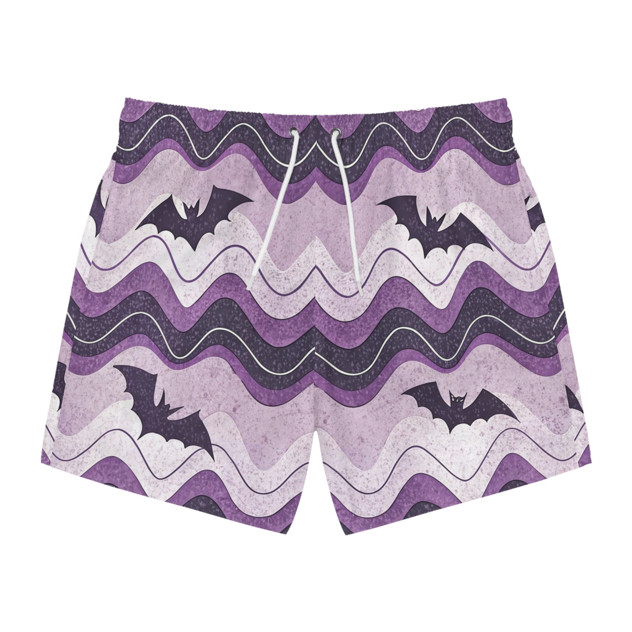Bat Wave Swim Trunks (AOP), Artsulli - Art is Long, Life is Short, All Over Prints, Size, XS, Color, Seam thread color automatically matched to design, , , 46209418268768
