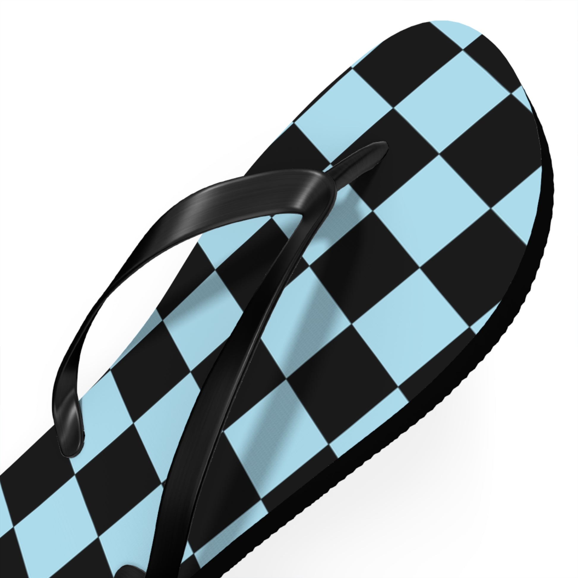 Checkerboard Black and Blue Flip Flops, Artsulli - Art is Long, Life is Short, Shoes, , , , , , , 