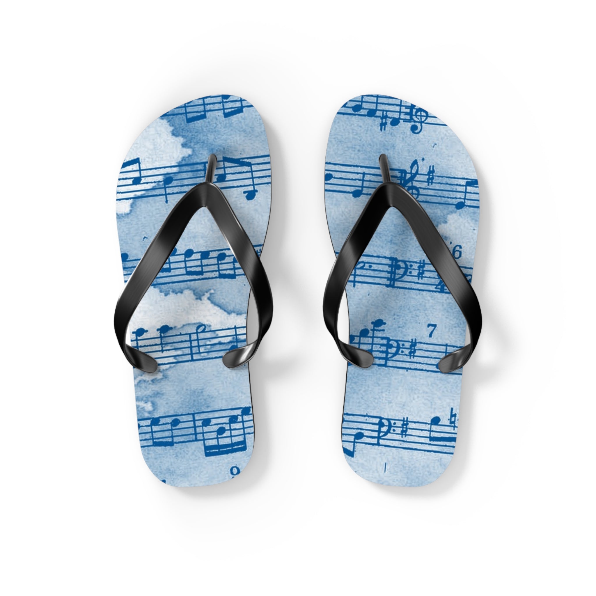 Drip Spill Type Beat Sheet Music Blue Flip Flops, Artsulli - Art is Long, Life is Short, Shoes, Size, S, Color, Black sole, , , 12268344945742389018