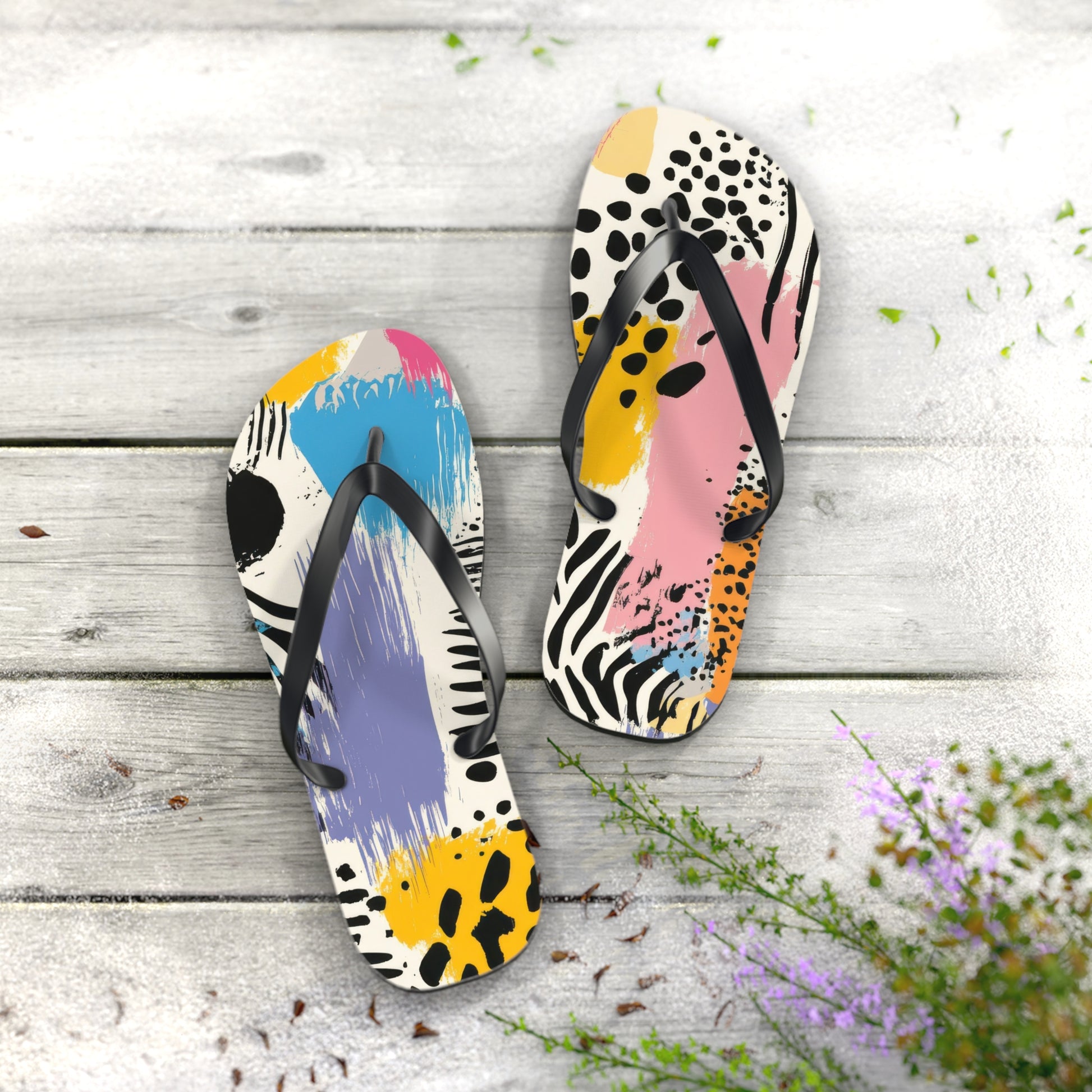 Rae Zebra Rhapsody II Flip Flops, Artsulli - Art is Long, Life is Short, Shoes, , , , , , , 