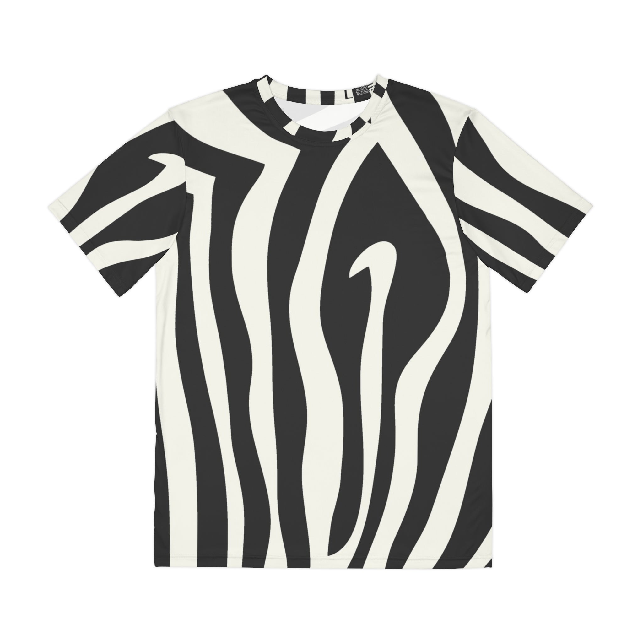 Melting Zebra Stripes Black and White Men's Polyester Tee (AOP), Artsulli - Art is Long, Life is Short, All Over Prints, Size, XS, , , , , 69476708536583
