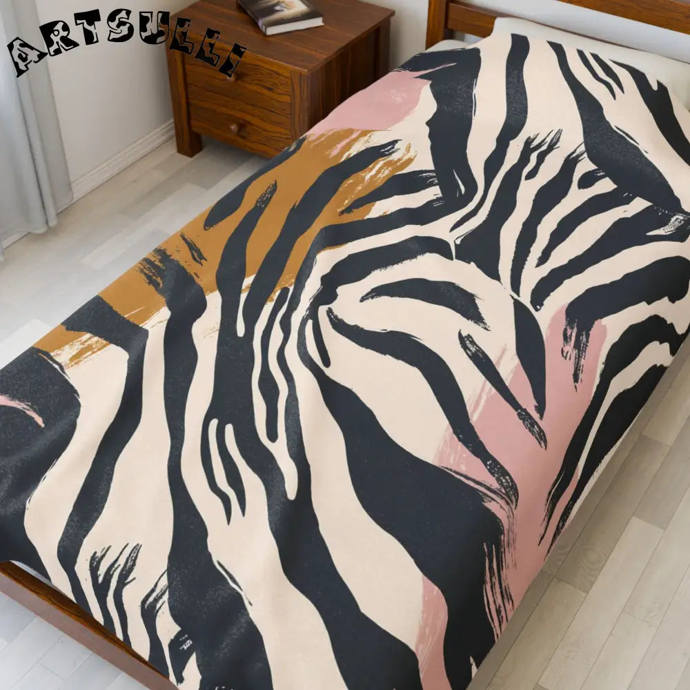 JAKKOUTTHEBXX Abstract zebra print fabric in pink and mustard yellow