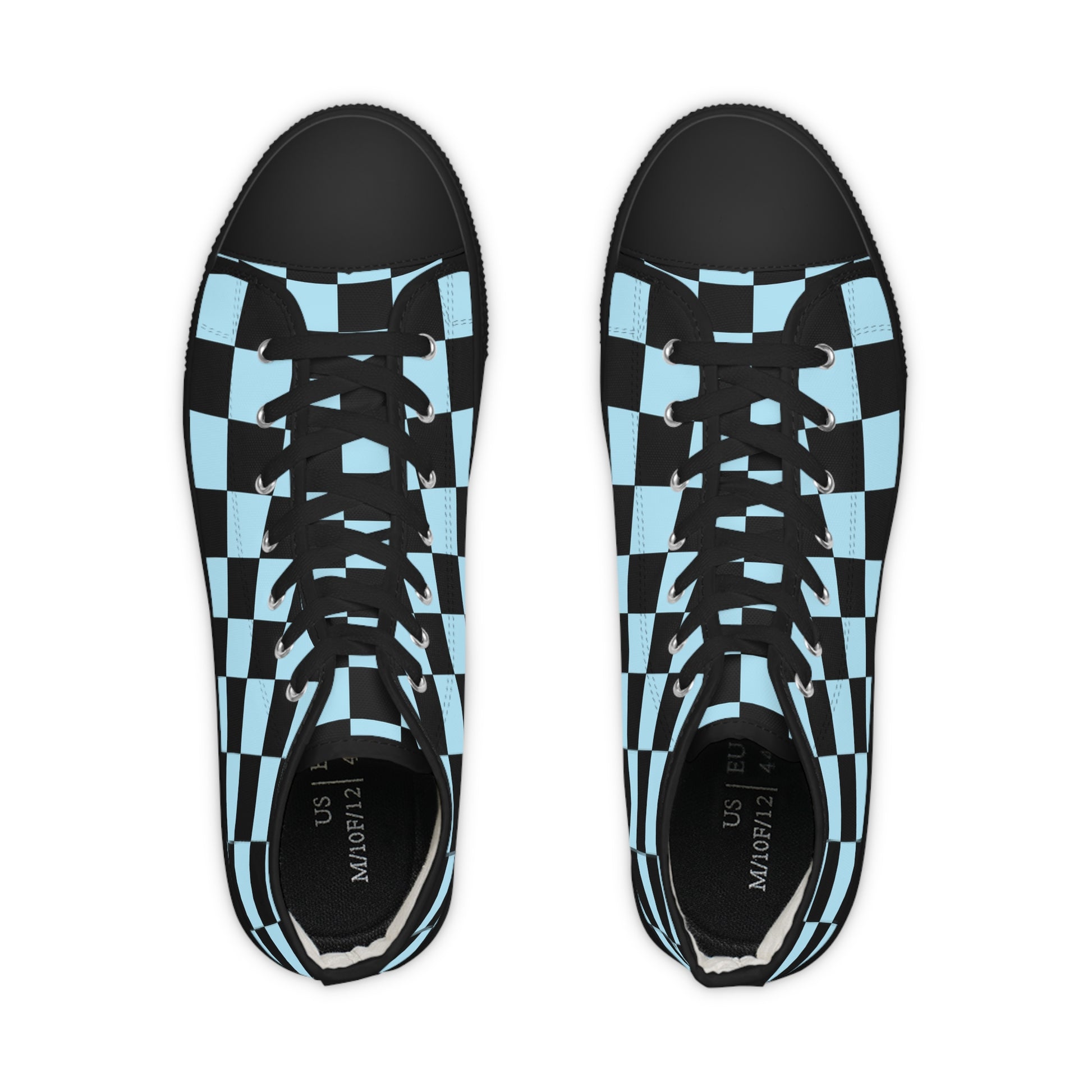 Checkerboard Black and Blue Men's High Top Sneakers, Artsulli - Art is Long, Life is Short, Shoes, , , , , , , 
