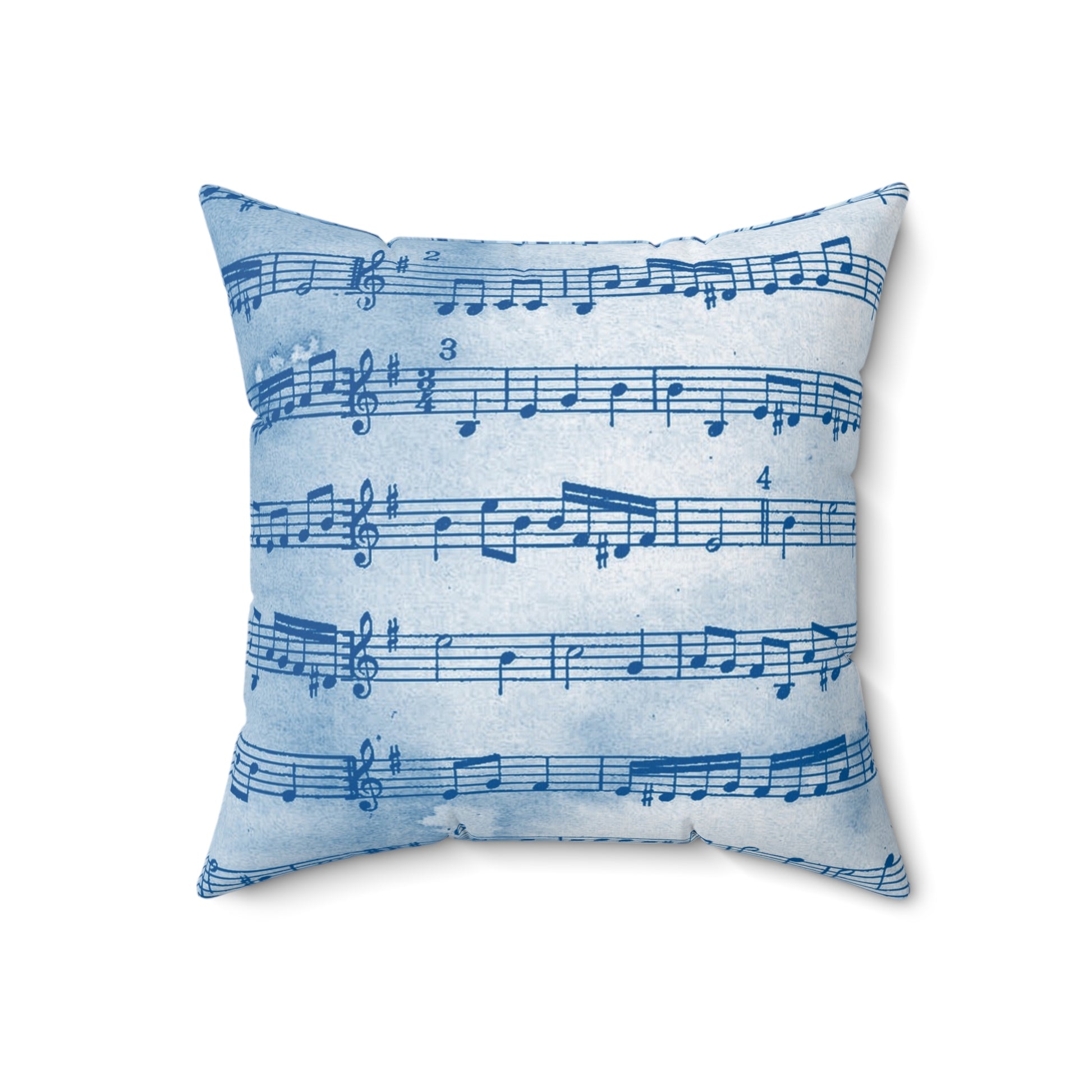 Drip Spill Type Beat Sheet Music Blue Spun Polyester Square Pillow, Artsulli - Art is Long, Life is Short, Home Decor, , , , , , , 