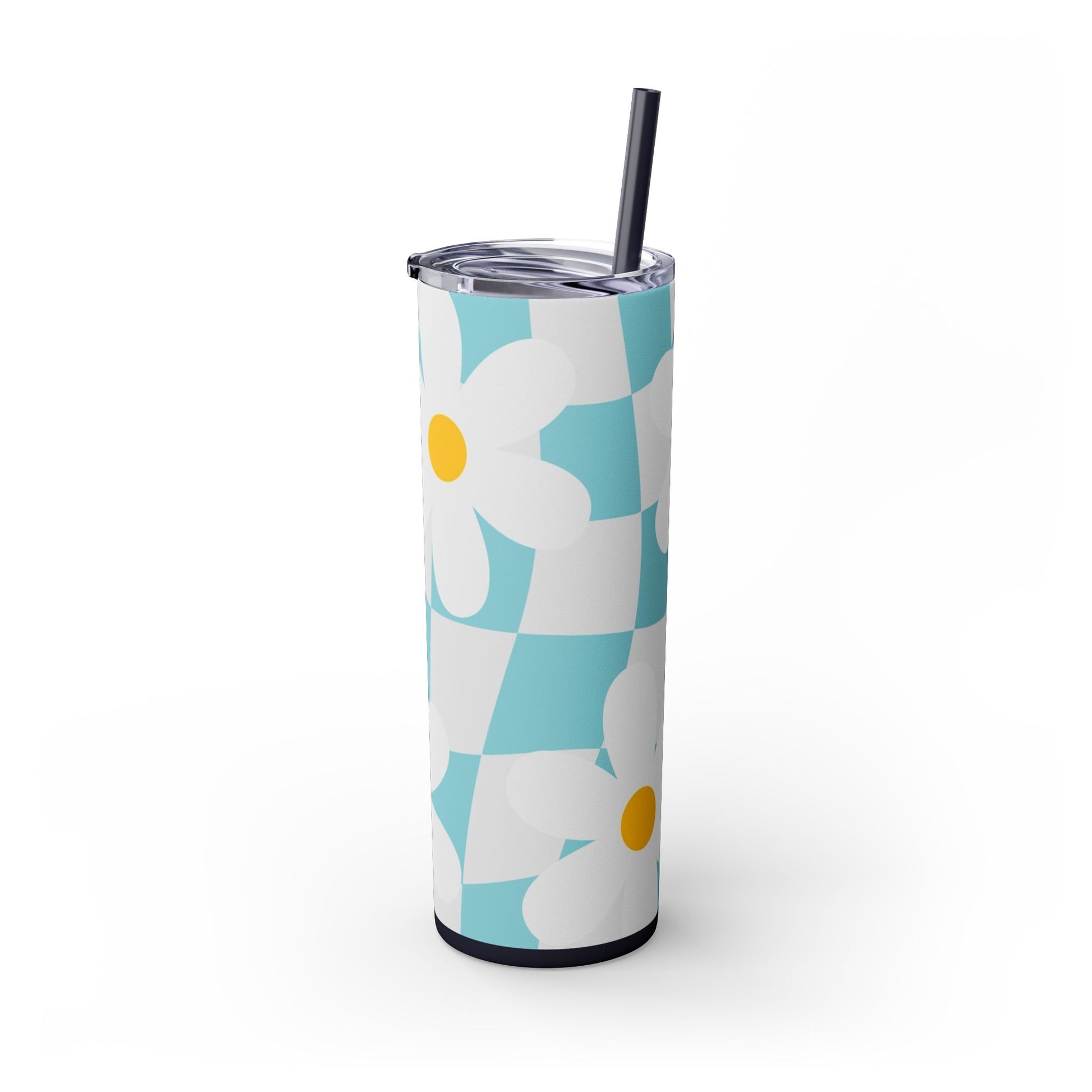Trippy Check Garden Skinny Tumbler with Straw, 20oz, Artsulli - Art is Long, Life is Short, Mug, , , , , , , 