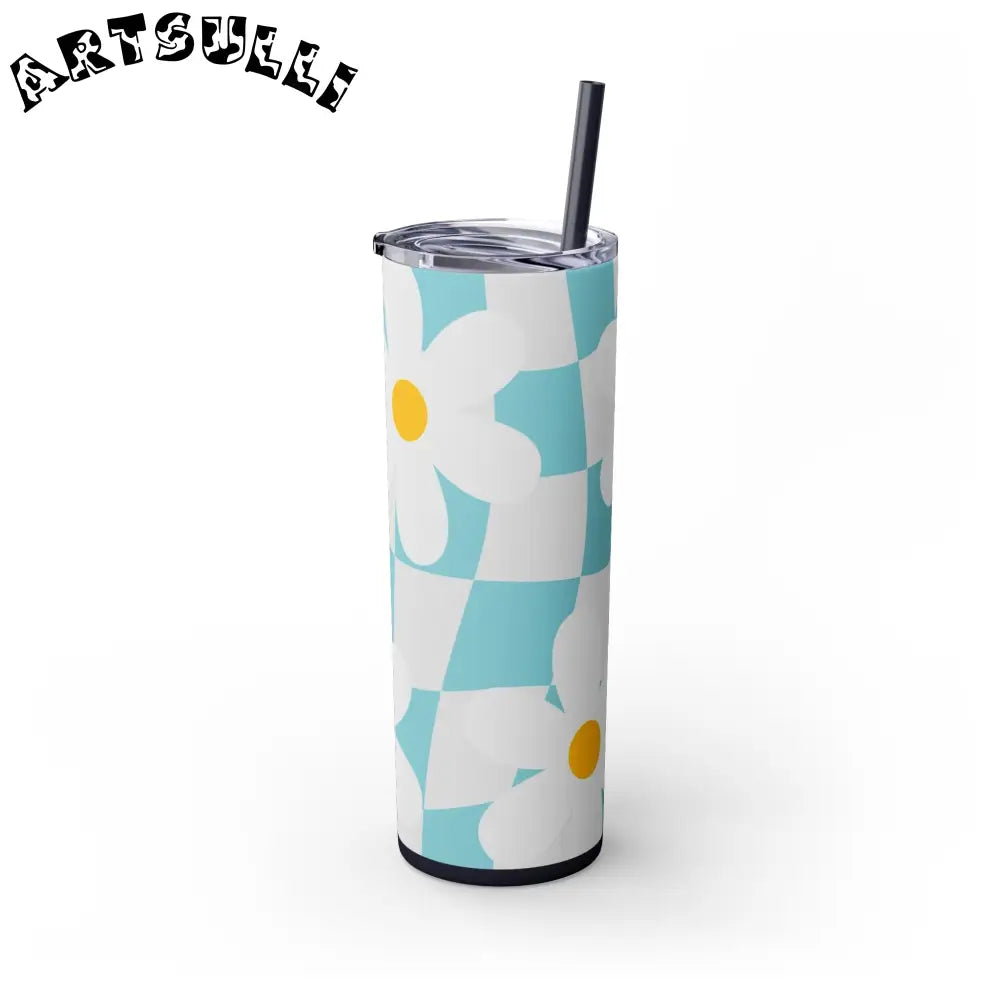 JAKKOUTTHEBXX Trippy Check Garden Skinny Tumbler with Straw 20oz