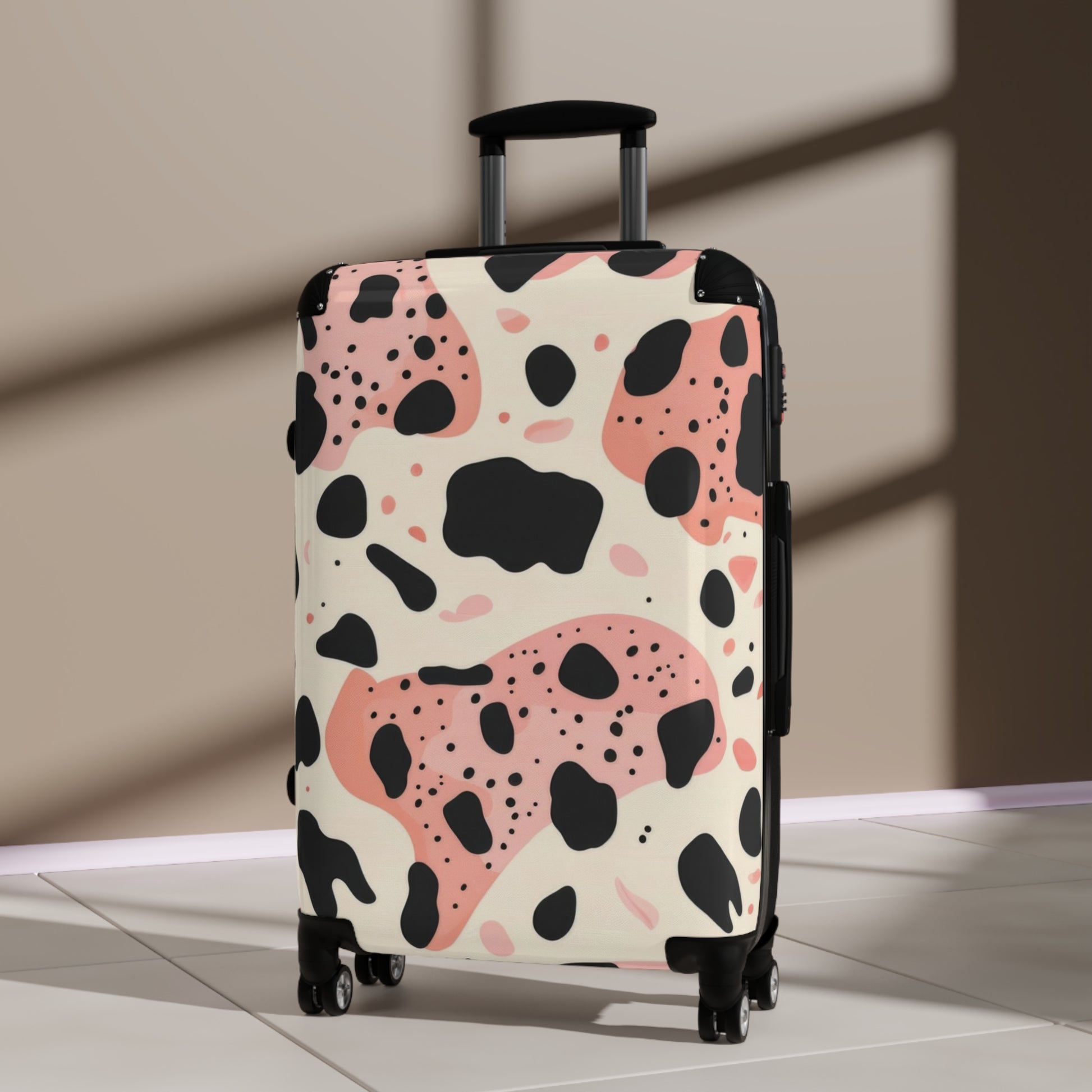 Organic Cow Print Cream and Pink Suitcase, Artsulli - Art is Long, Life is Short, Bags, , , , , , , 