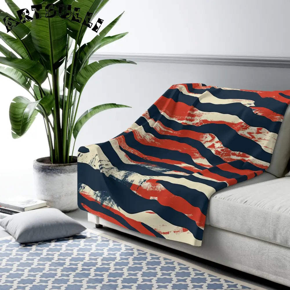JAKKOUTTHEBXX Red White Blue Abstract Striped Illustration Printed