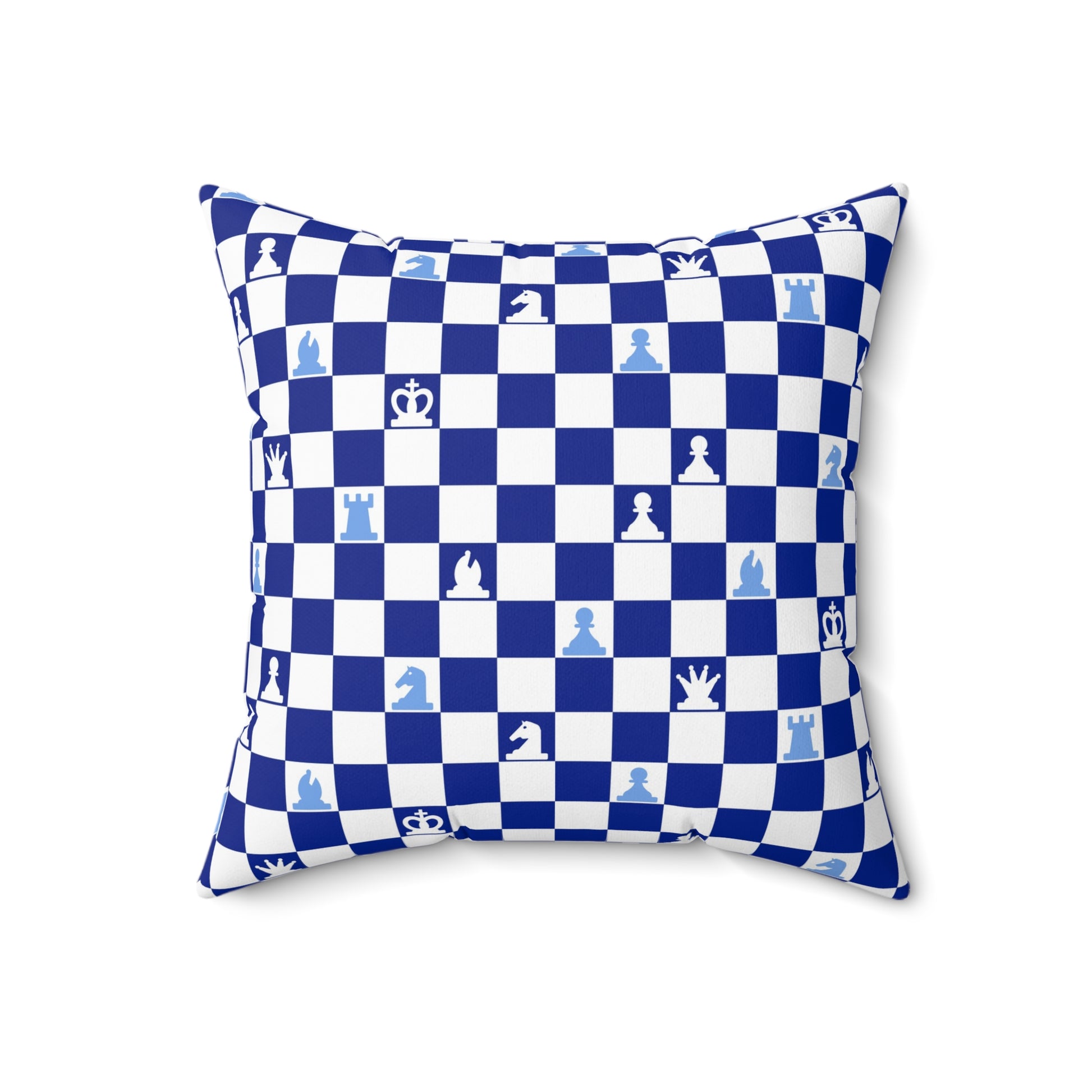 Chessboard Navy Blue Spun Polyester Square Pillow, Artsulli - Art is Long, Life is Short, Home Decor, Size, 18" × 18", , , , , 11101401937706615281