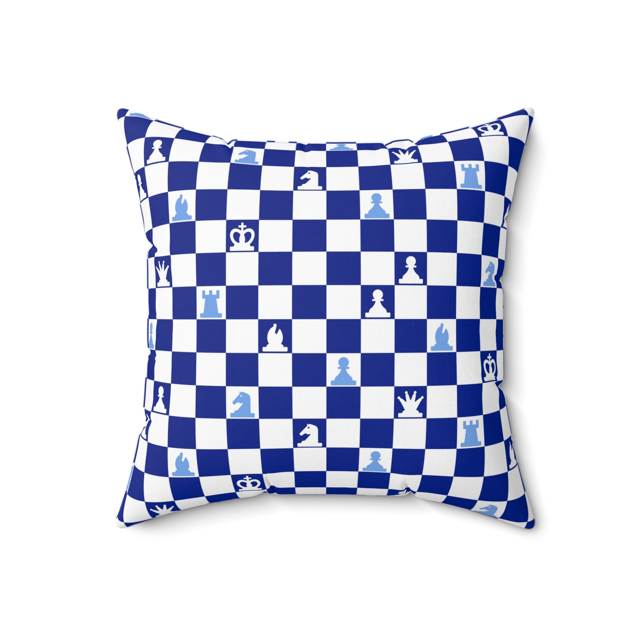 Chessboard Navy Blue Spun Polyester Square Pillow, Artsulli - Art is Long, Life is Short, Home Decor, Size, 18" × 18", , , , , 11101401937706615281