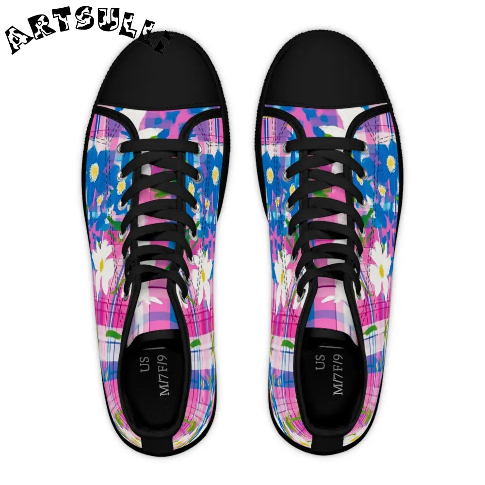 JAKKOUTTHEBXX Plaid Garden III Pink and Purple Women’s High Top