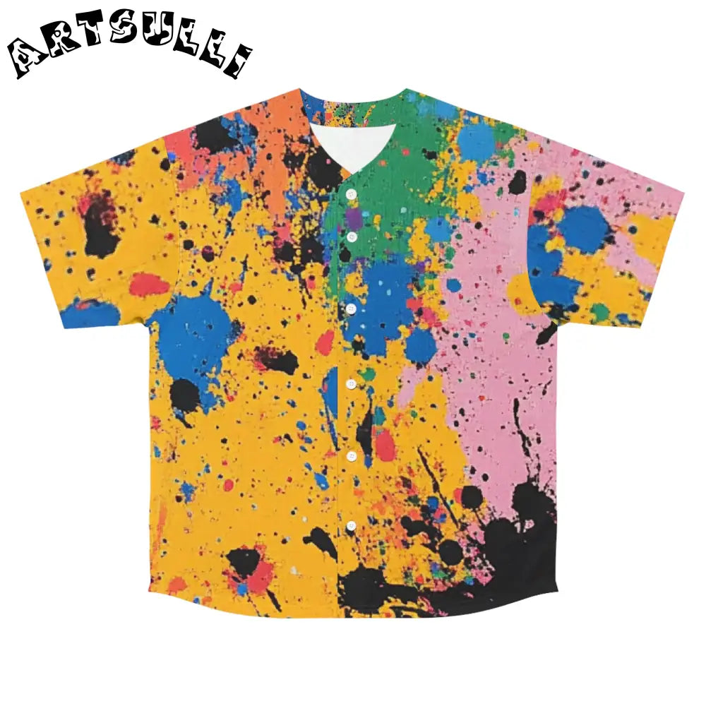 JAKKOUTTHEBXX The Colors Of Paint Splatter Men’s Baseball Jersey