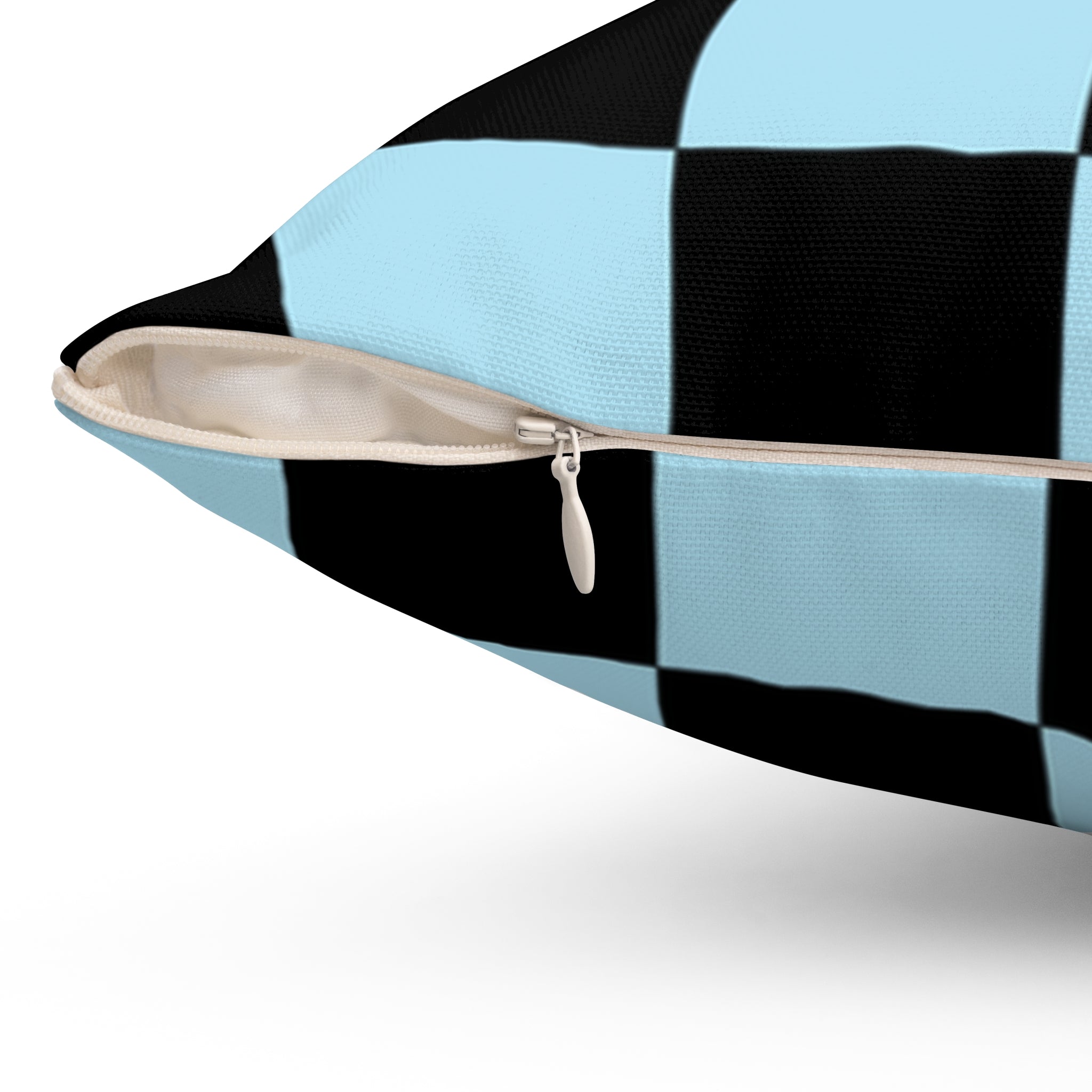 Checkerboard Black and Blue Spun Polyester Square Pillow, Artsulli - Art is Long, Life is Short, Home Decor, , , , , , , 