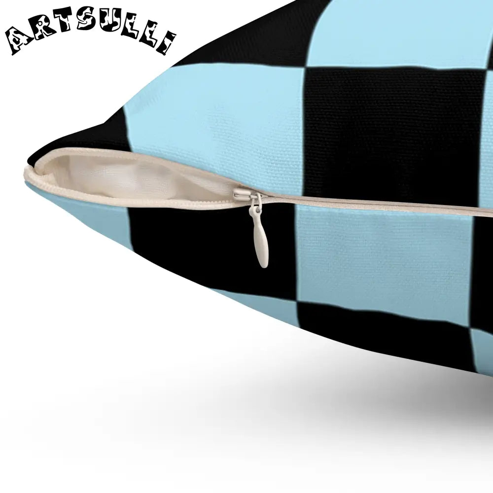 JAKKOUTTHEBXX Checkerboard Black and Blue Spun Polyester Square