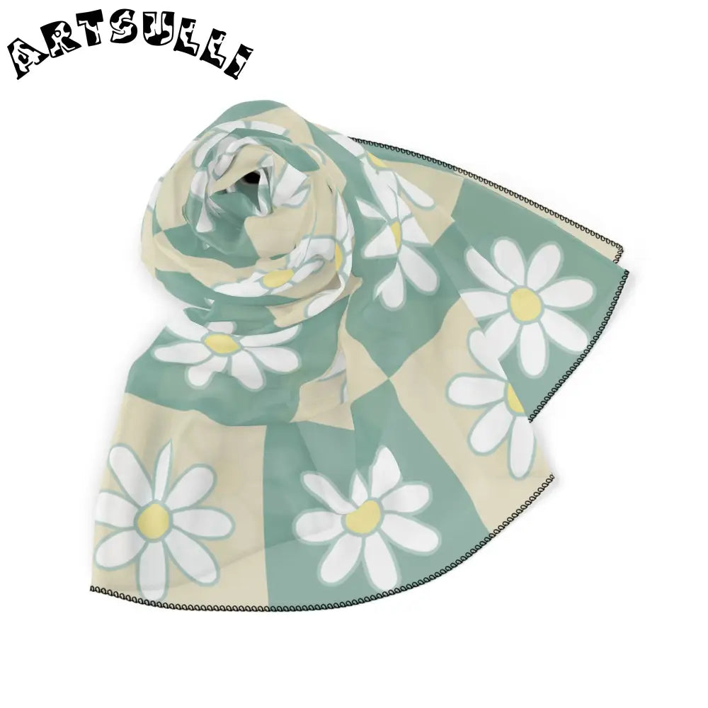 JAKKOUTTHEBXX Retro Daisy Grid Poly Scarf JAKKOUTTHEBXX Artsulli
