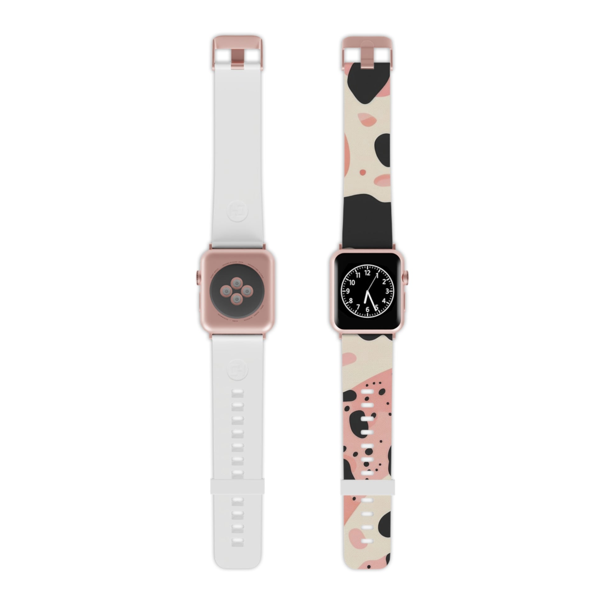 Organic Cow Print Cream and Pink Watch Band for Apple Watch, Artsulli - Art is Long, Life is Short, Accessories, Size, 7.5'' × 0.75'' / 42 - 44 mm, Color, Rose Gold, , , 86216782242421