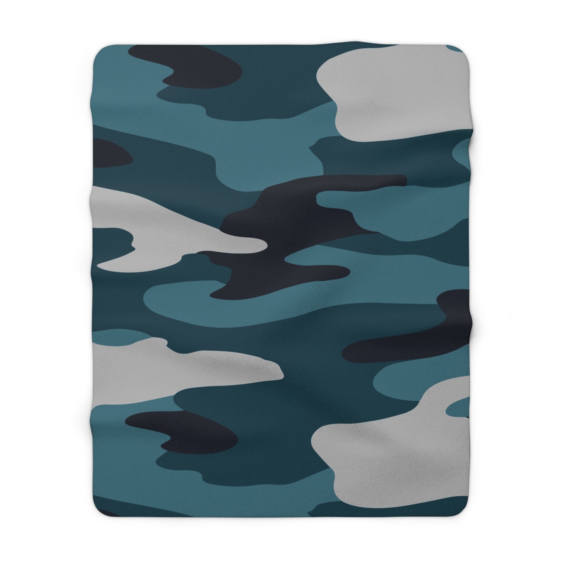 Blue Camouflage Sherpa Fleece Blanket, Artsulli - Art is Long, Life is Short, Home Decor, Size, 60" × 80", , , , , 11807899251509