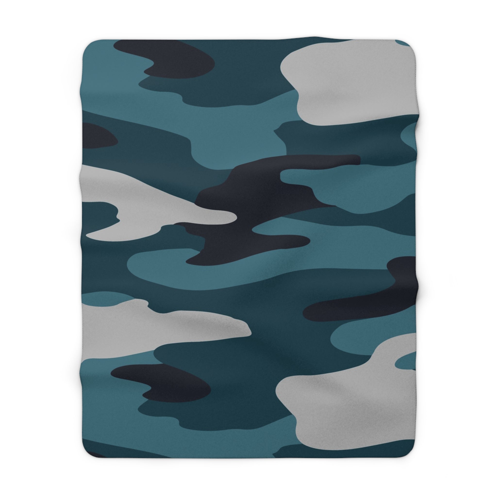 Blue Camouflage Sherpa Fleece Blanket, Artsulli - Art is Long, Life is Short, Home Decor, Size, 60" × 80", , , , , 11807899251509